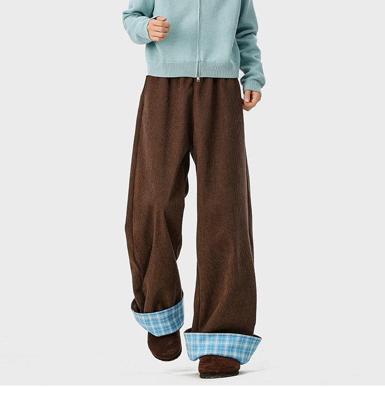 Check Cuff Corduroy Trousers