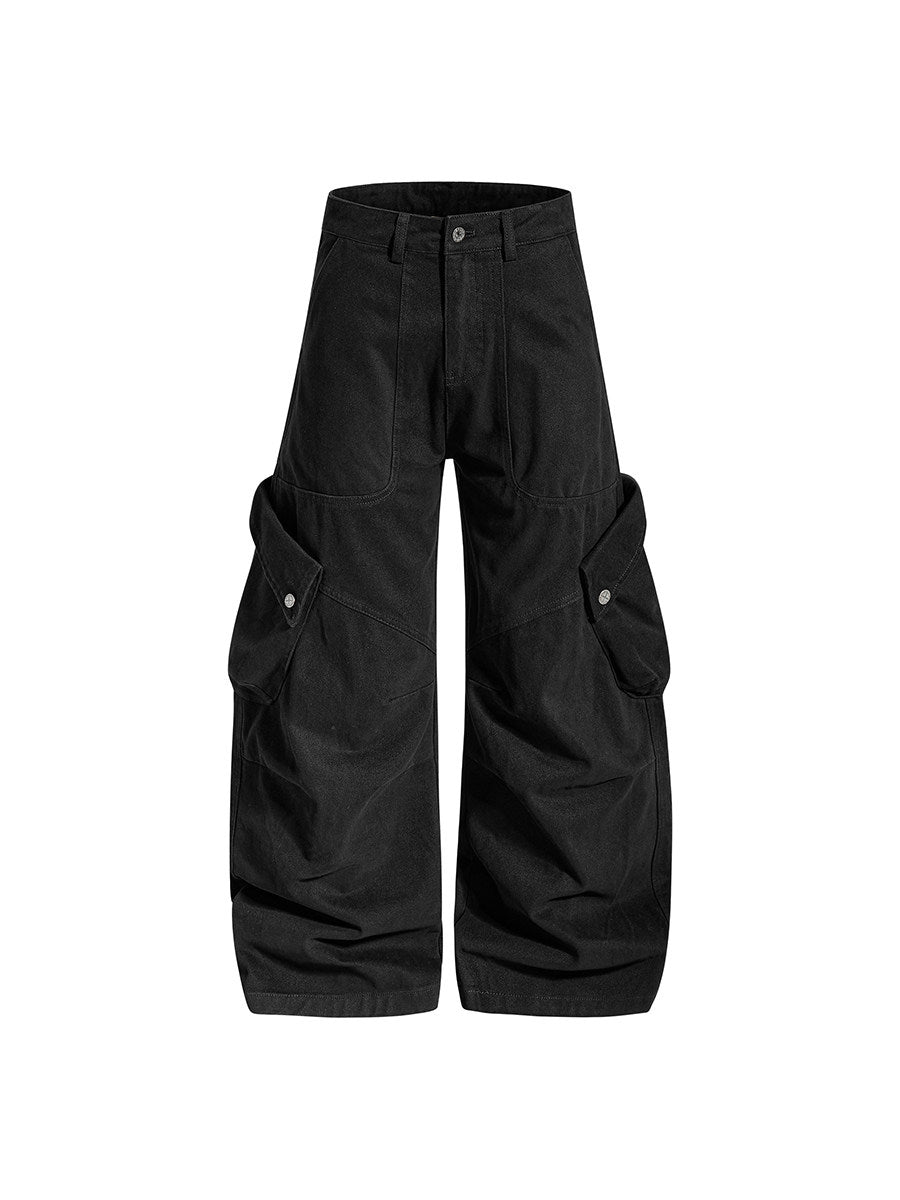 Men's Multi-Pocket Panel Wide-Leg Cargo Pants