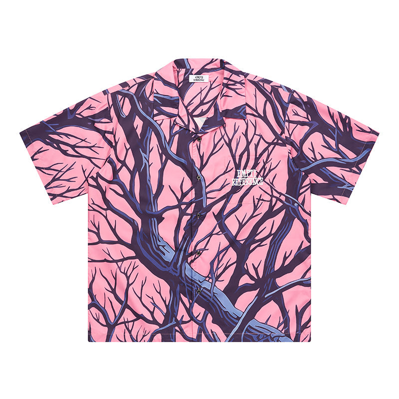 Natural Tree Branch Short Sleeve Shirt - chiclara