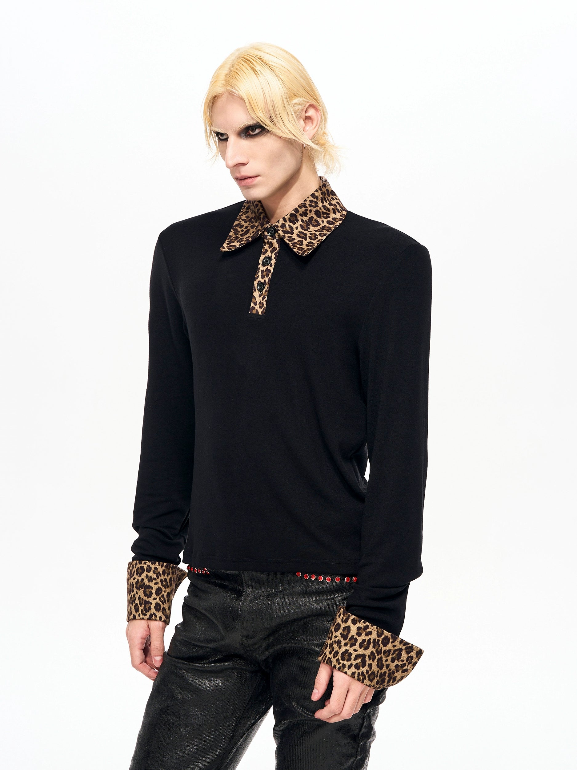 Leopard Luxe Contrast Collar Shirt