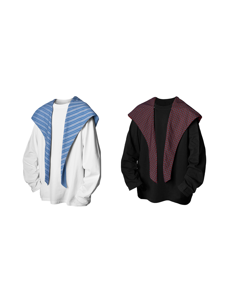 Layered Sail Collar Oversized Sweatshirt