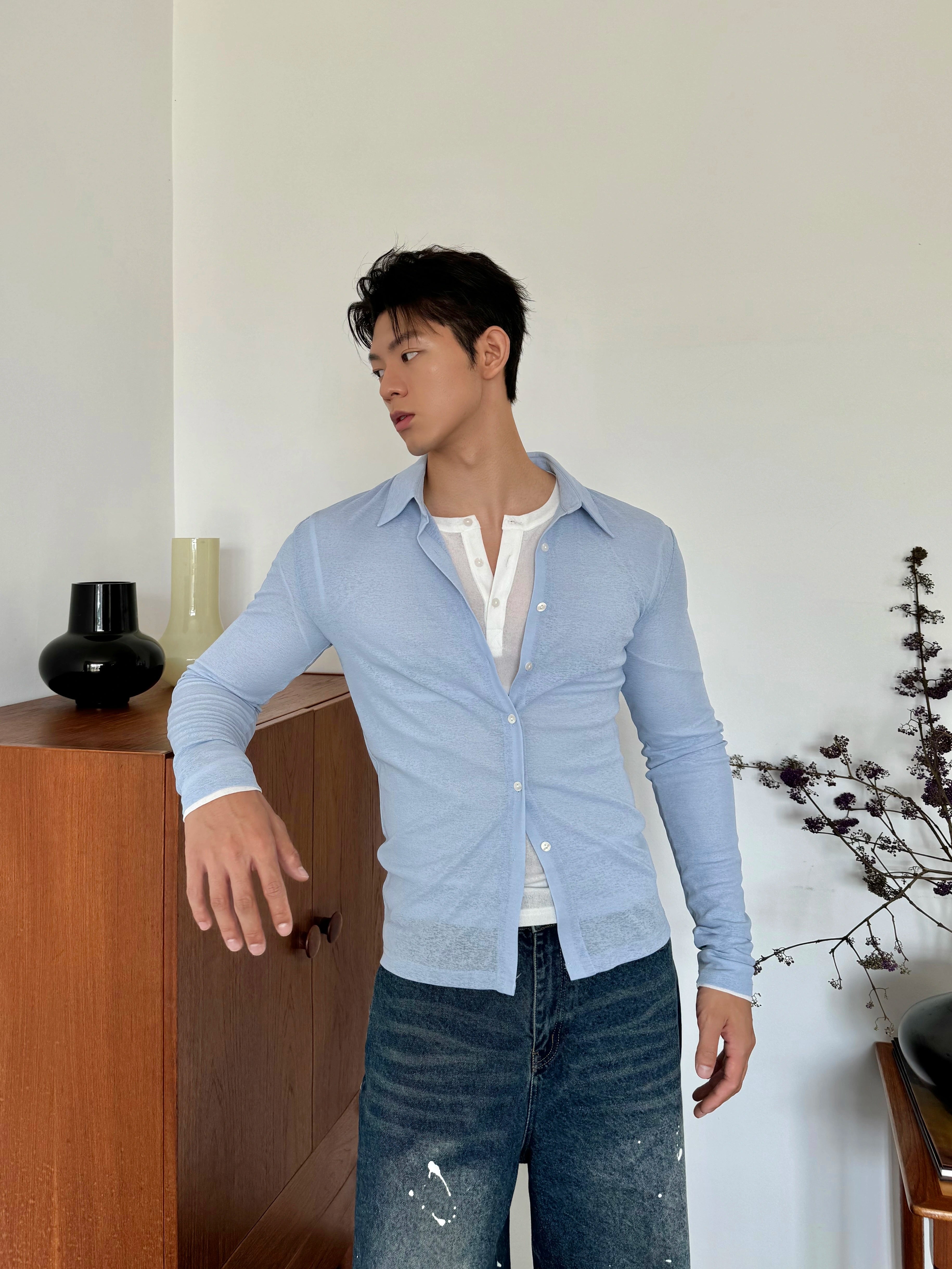 Light Blue Slim Fit Button Shirt