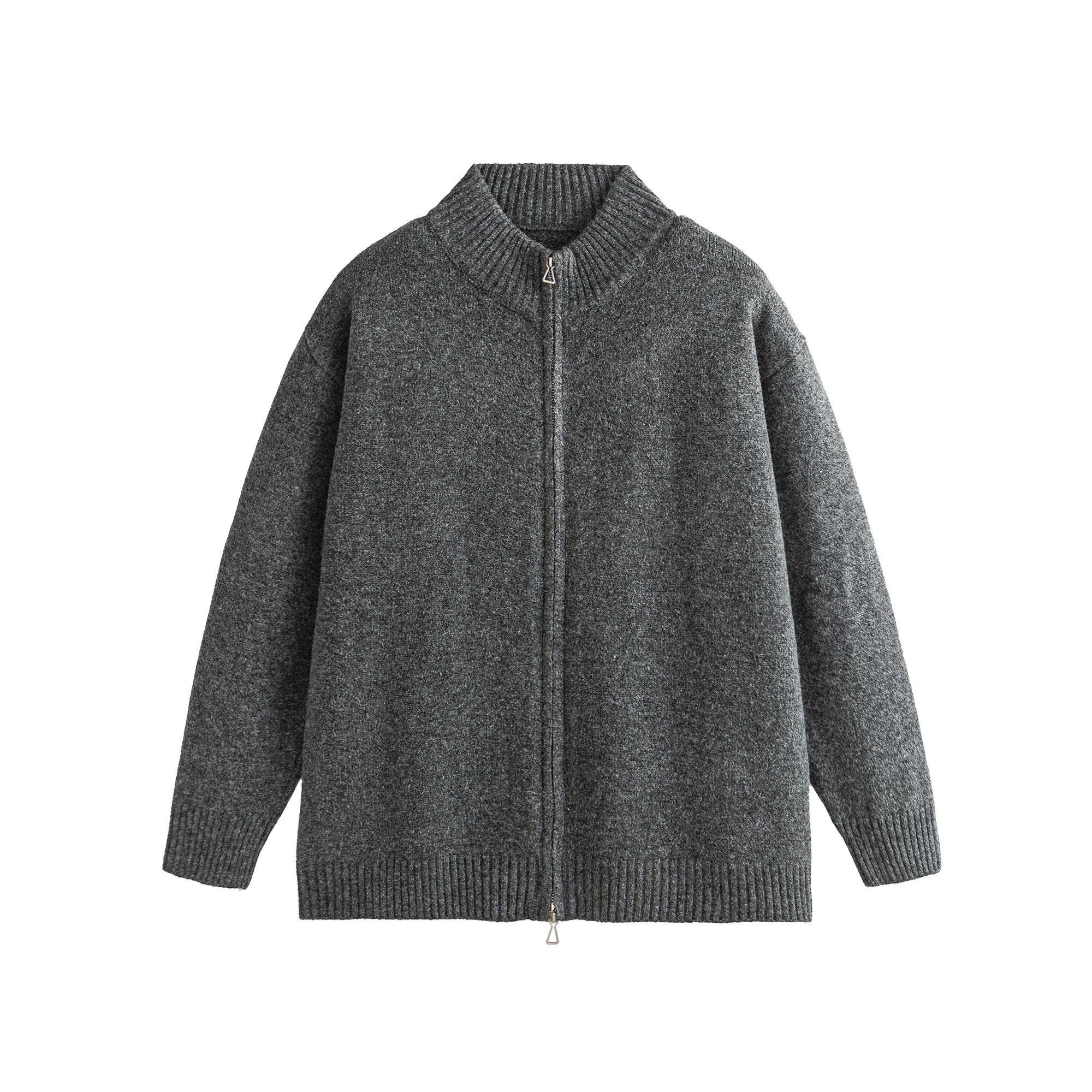 Mélange Zip Knit Cardigan