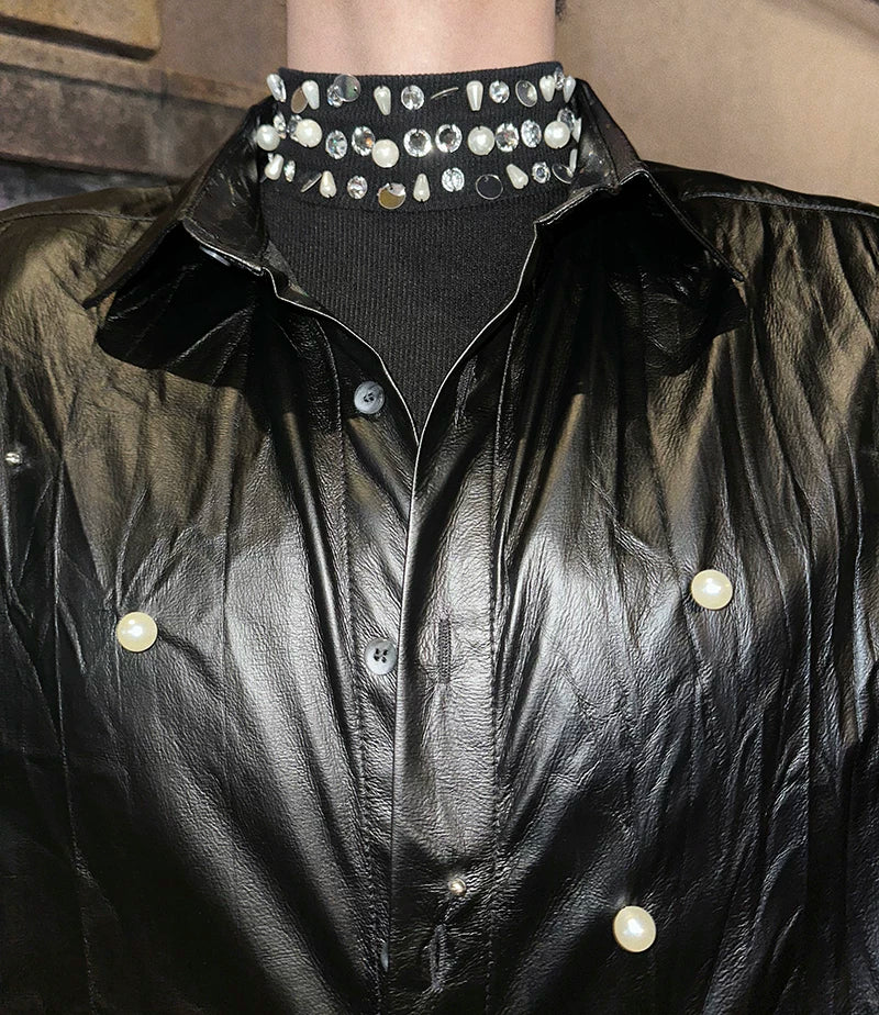 Midnight Prism Stud-Leather Eclipse Shirt