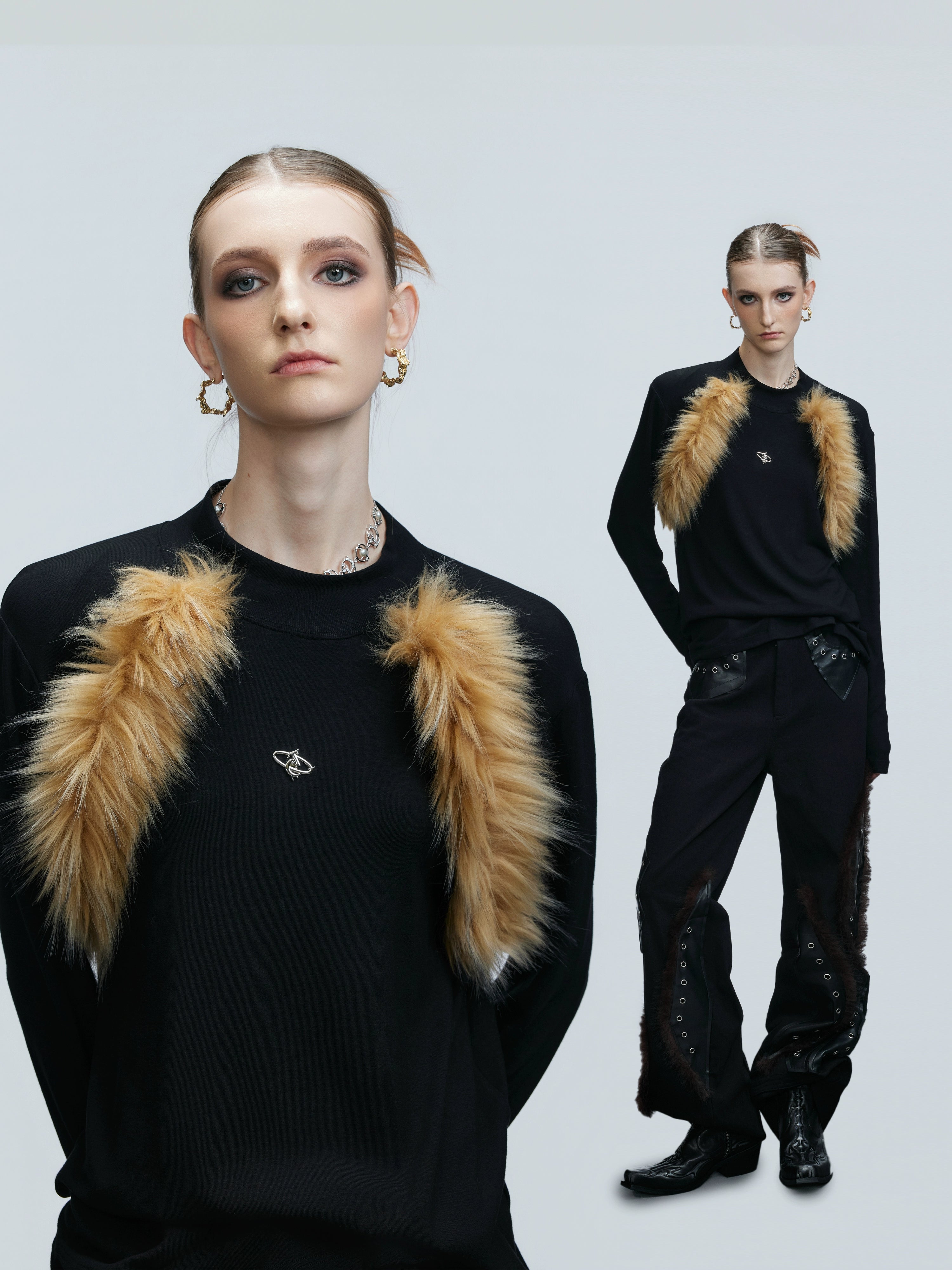 Amber Fang Contrast Fur Sweater