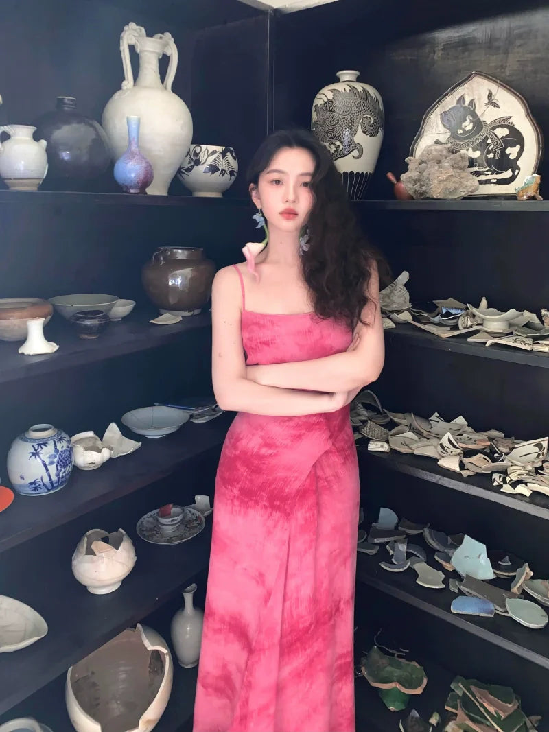 Tie-Dye Spaghetti Strap Maxi Dress