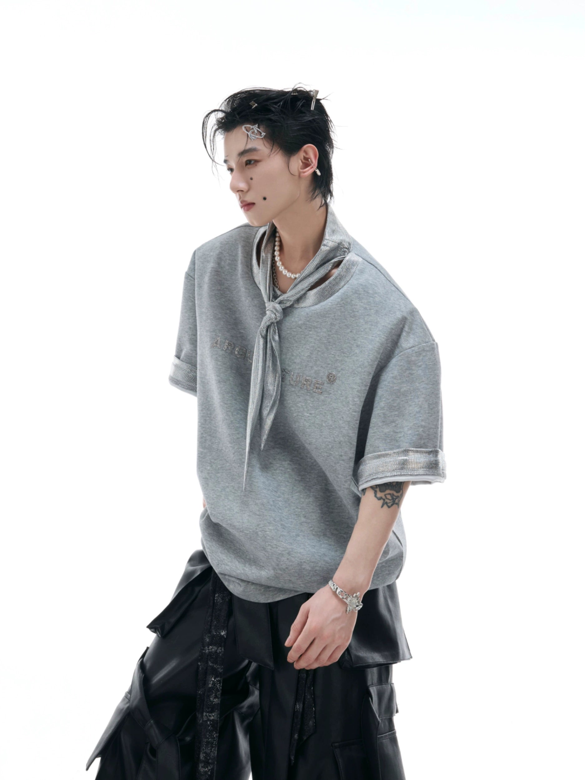 Black Oversized Streetwear Chain T-Shirt