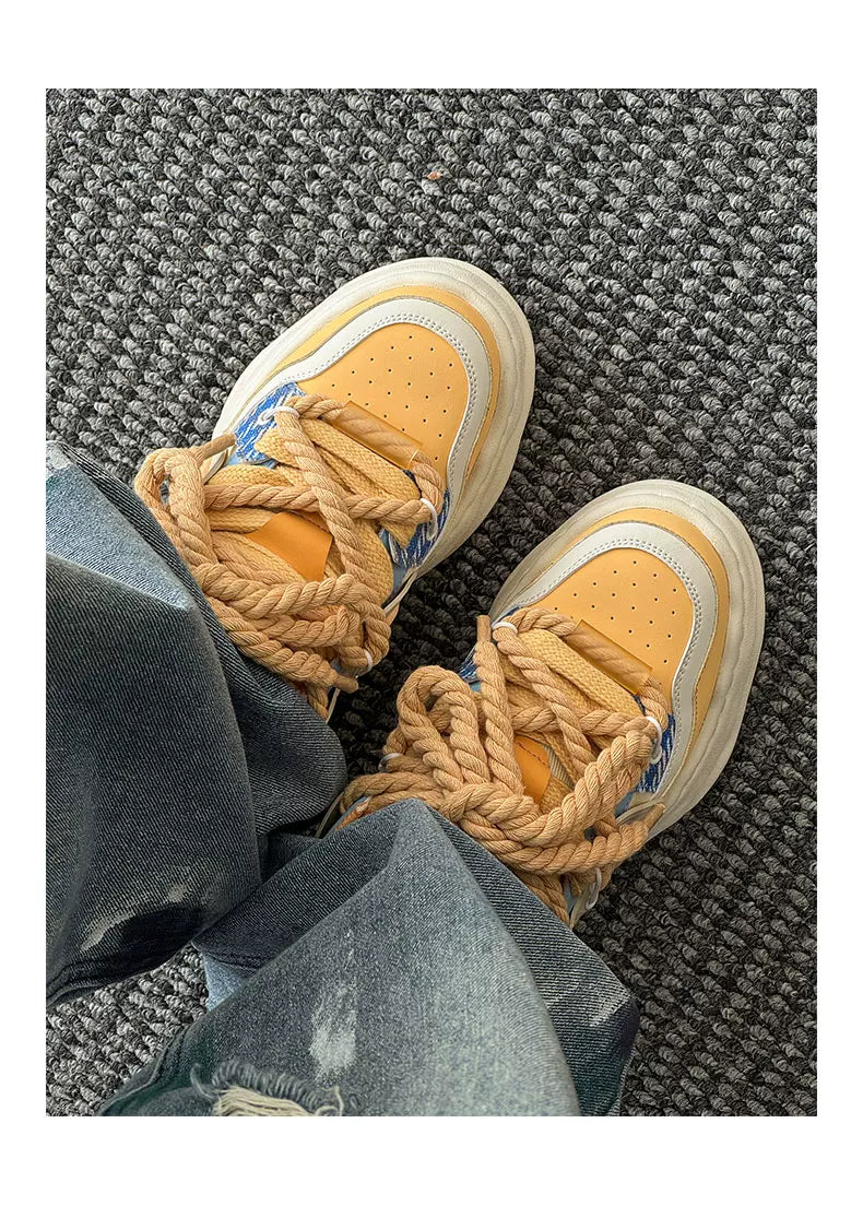 Chunky Rope Lace Thick Platform Sneakers