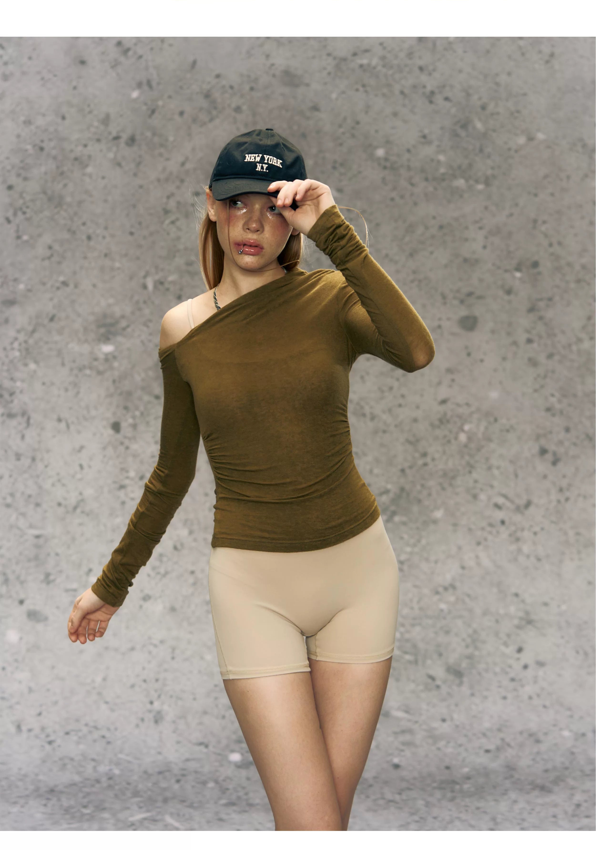 Asymmetrical One-Shoulder Long Sleeve Base Layer Top