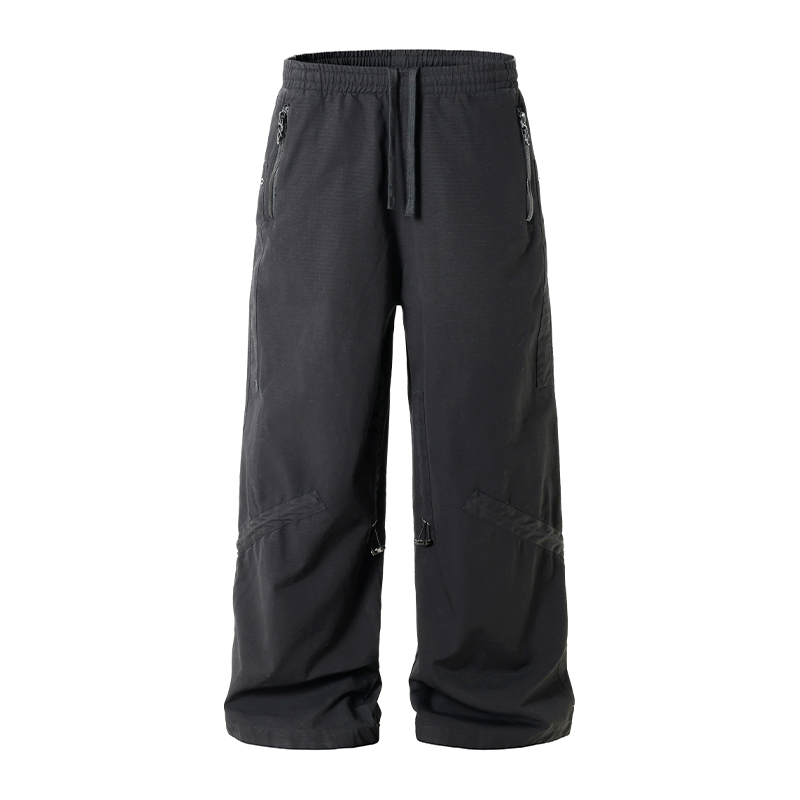 Solid Color Square Paratrooper Work Pants - chiclara