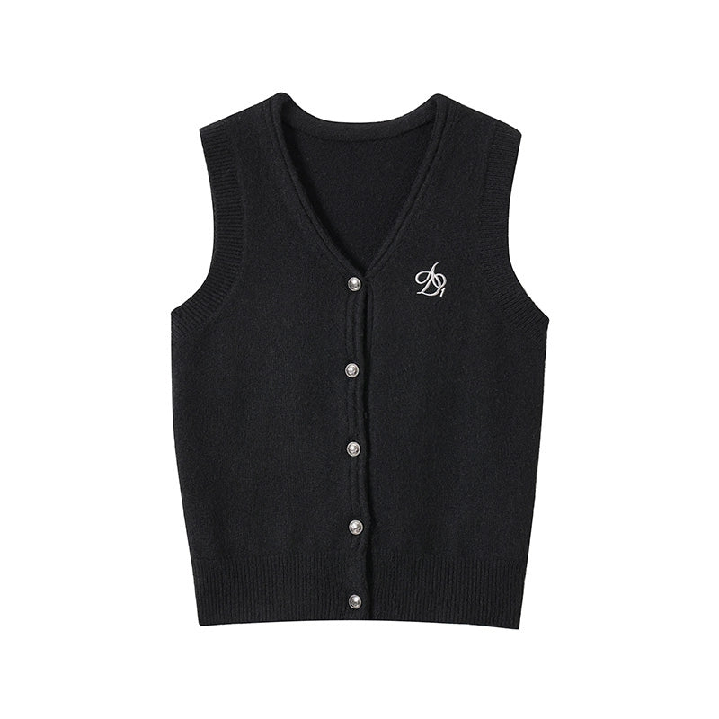 Classic Sweater Vest - Button-Front Knit Sleeveless Cardigan