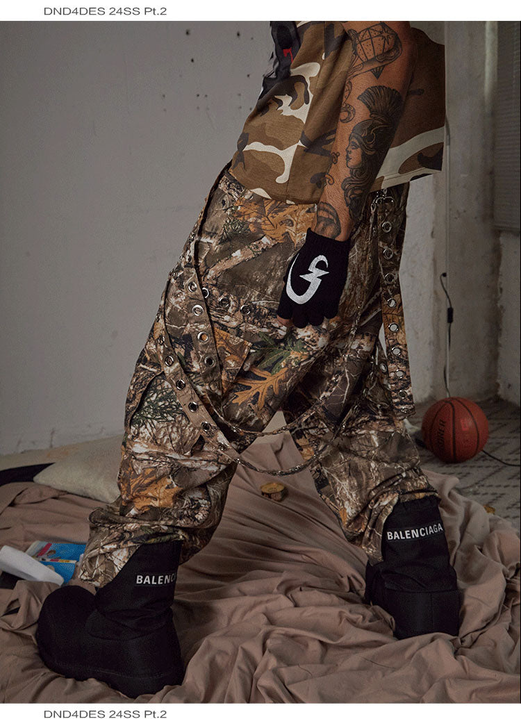 Studded Camo Cargo Overpants