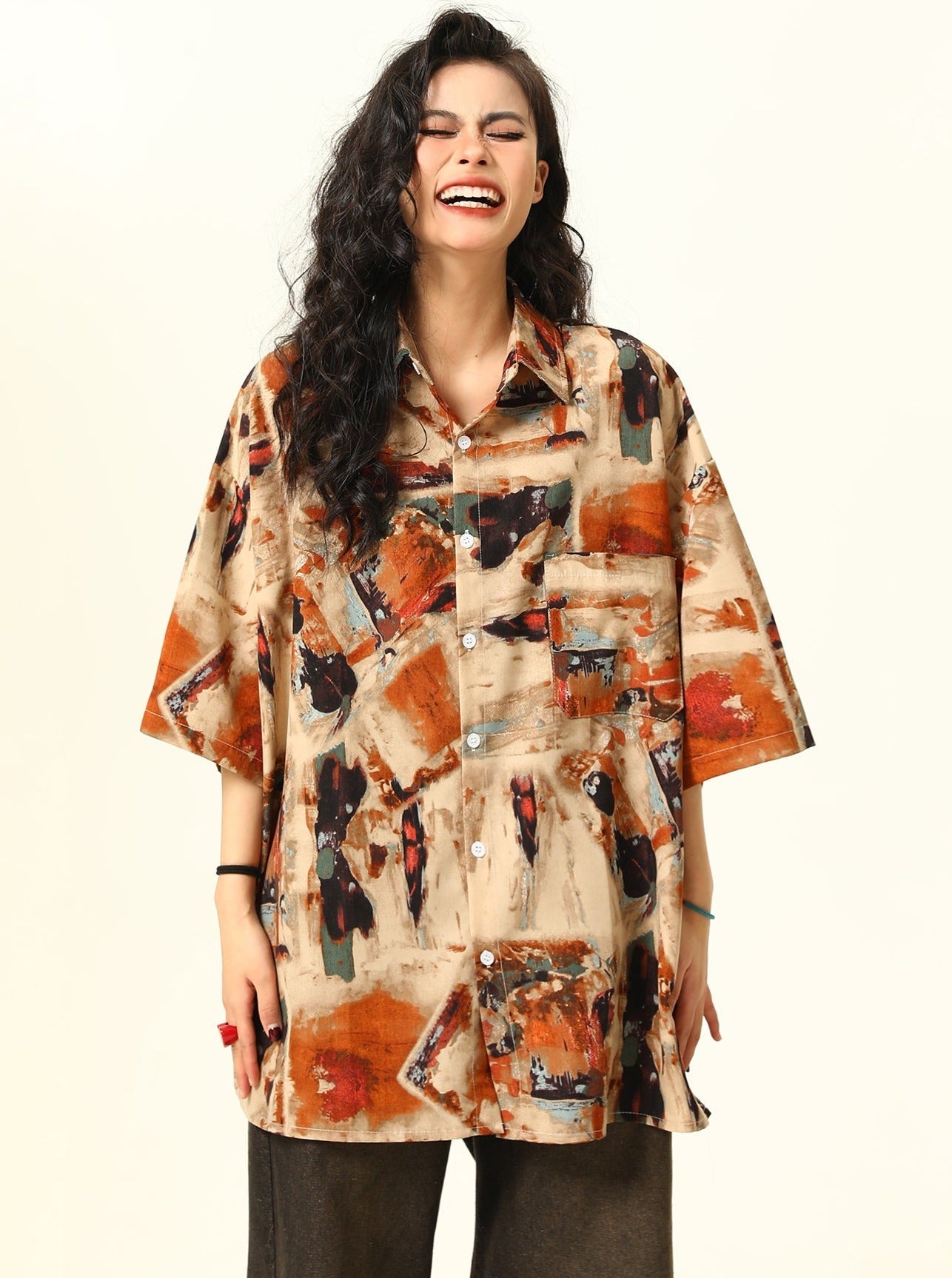 Abstract Paint Oversized Shirt