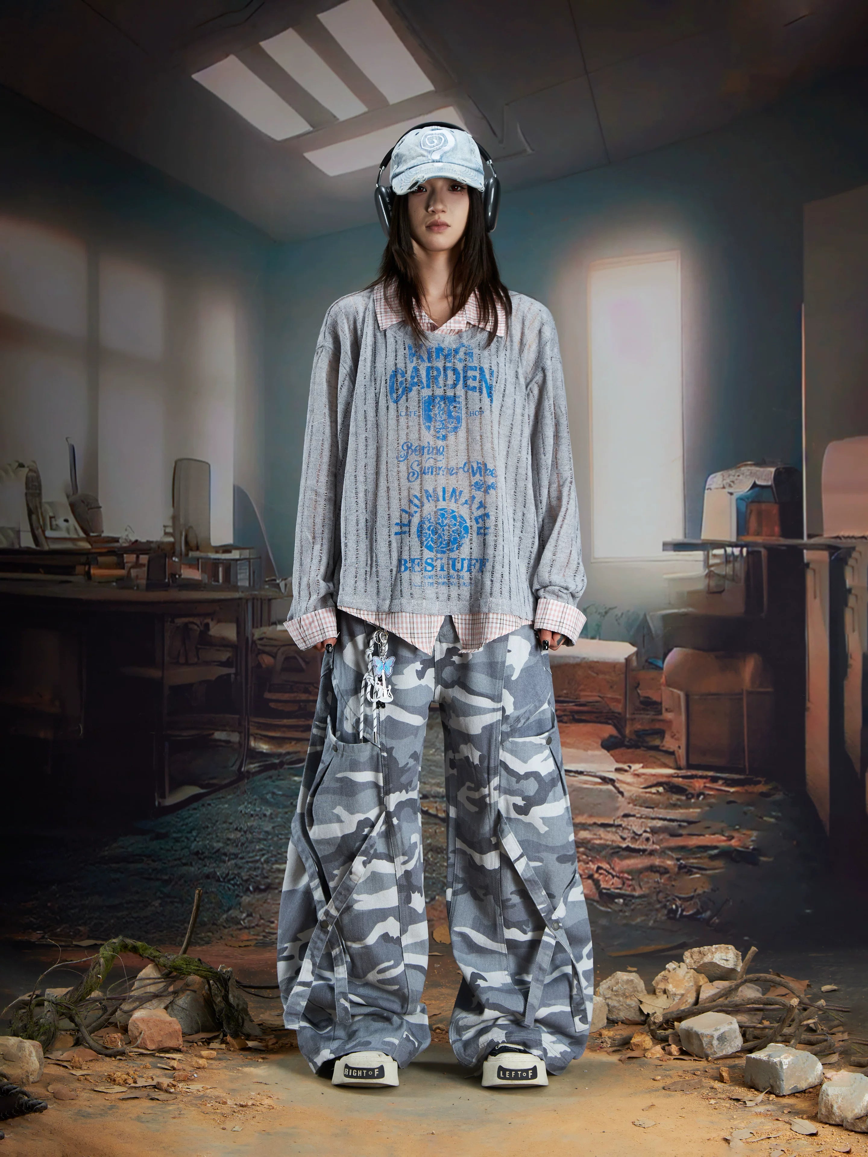 Summer Garden Sheer Layered Shirt Sweater