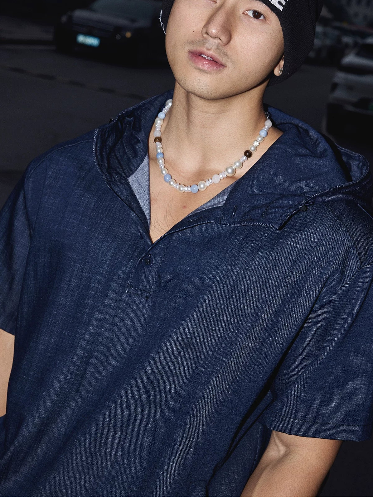 Indigo Hooded Pullover Top