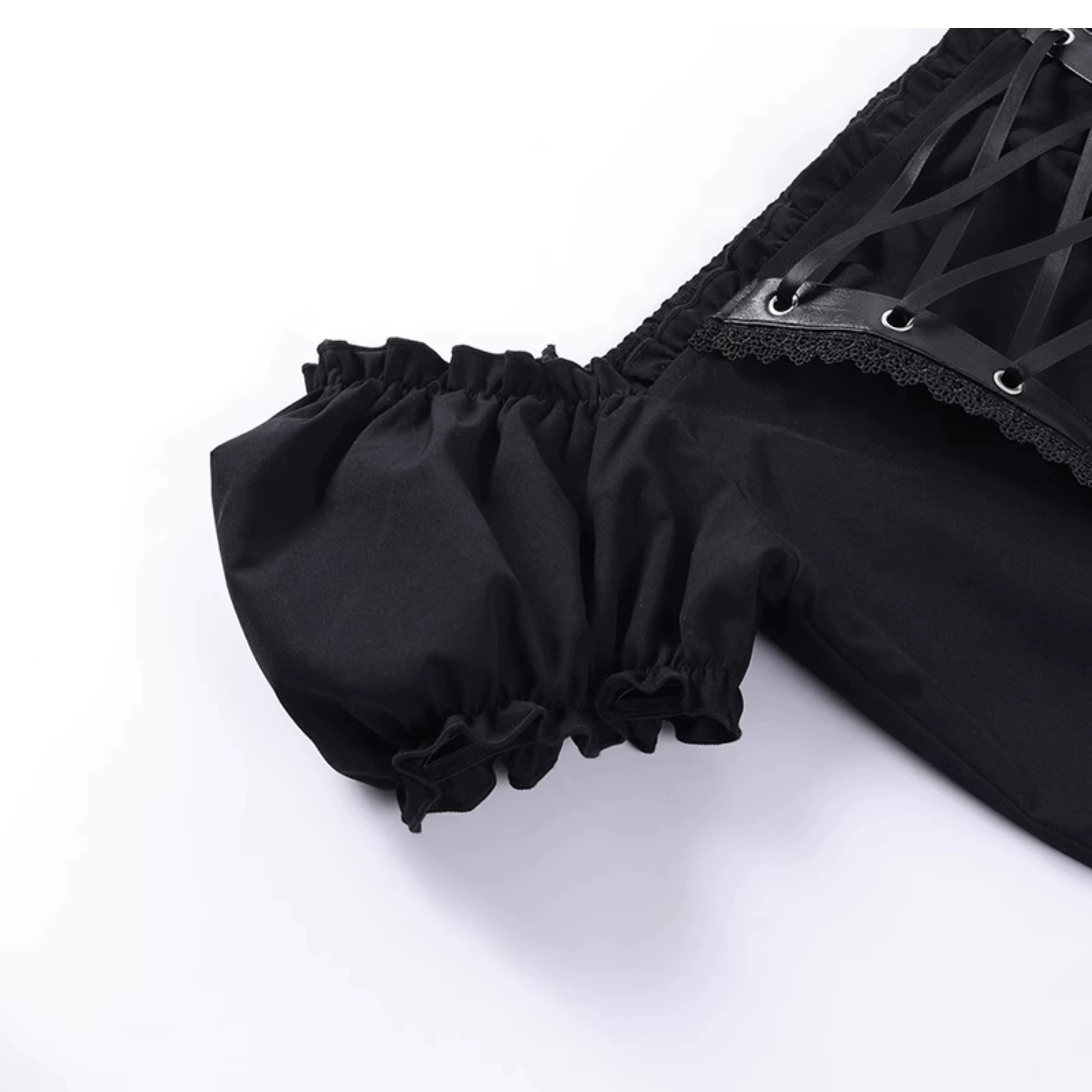 wannathis Gothic Lolita Off-Shoulder Corset Top - Black Lace wannathis Gothic Lolita Off-Shoulder Corset Top - Black Lace