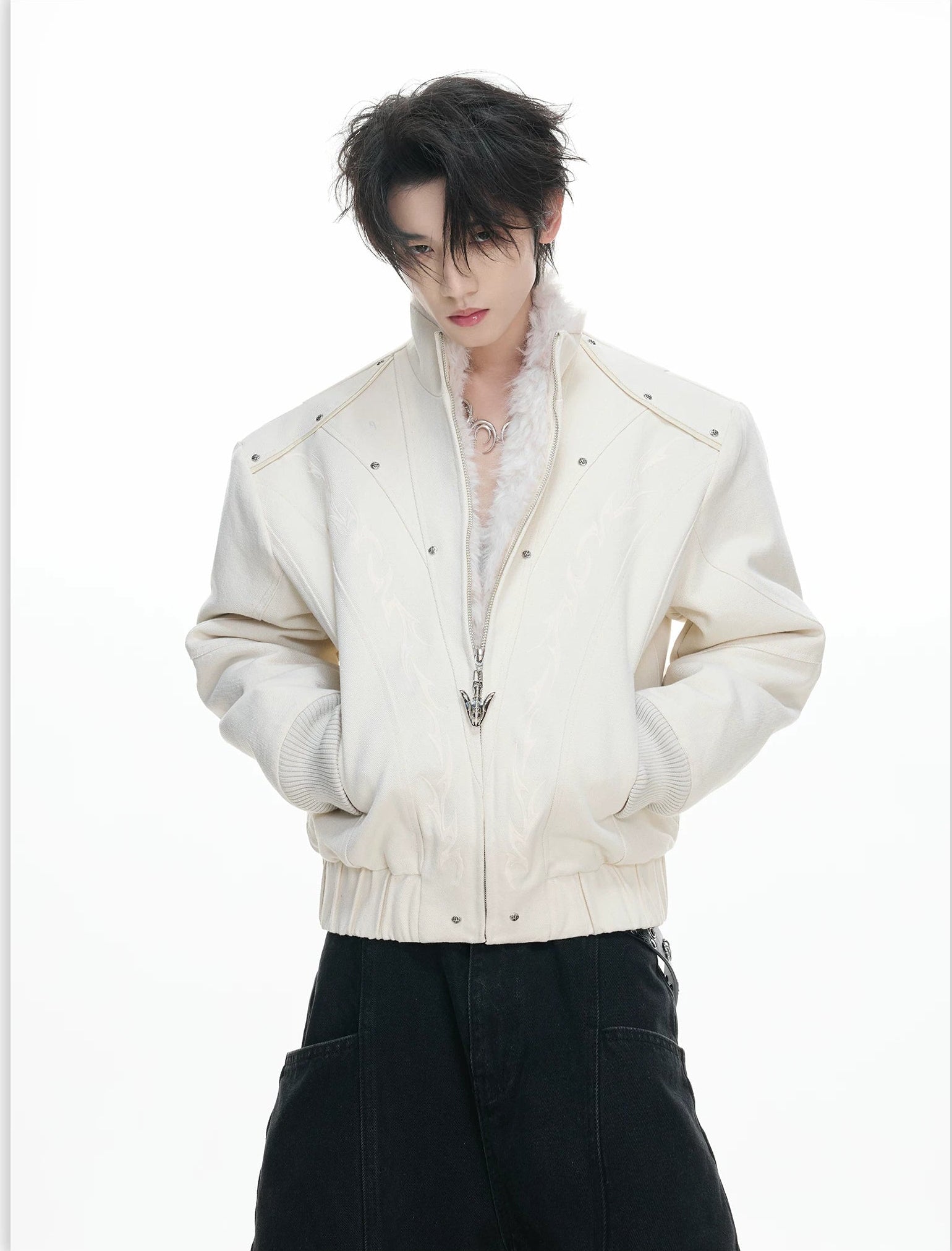 Frostline Crest Faux-Fur Bomber