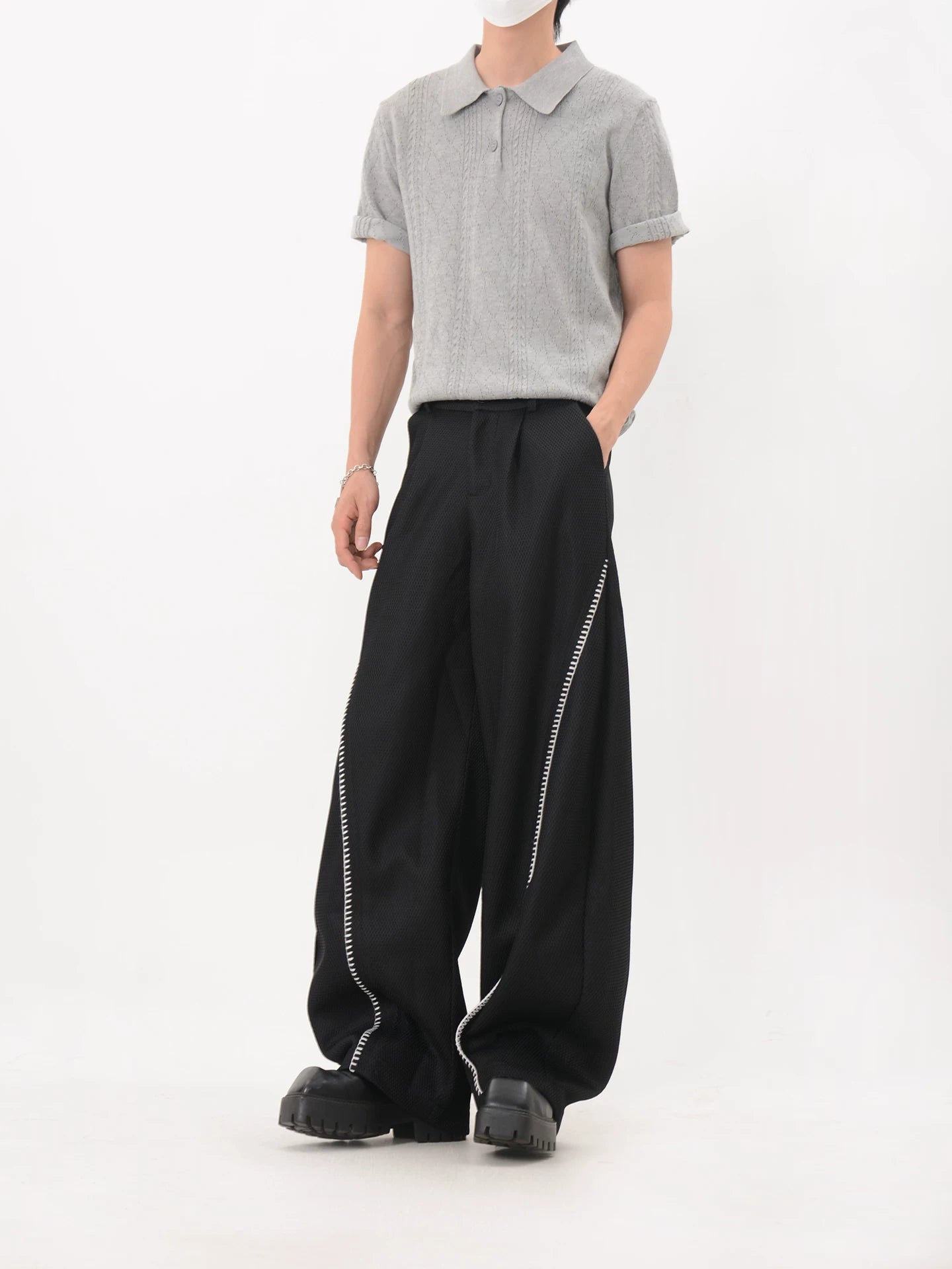 Curve Mesh Wide Trousers