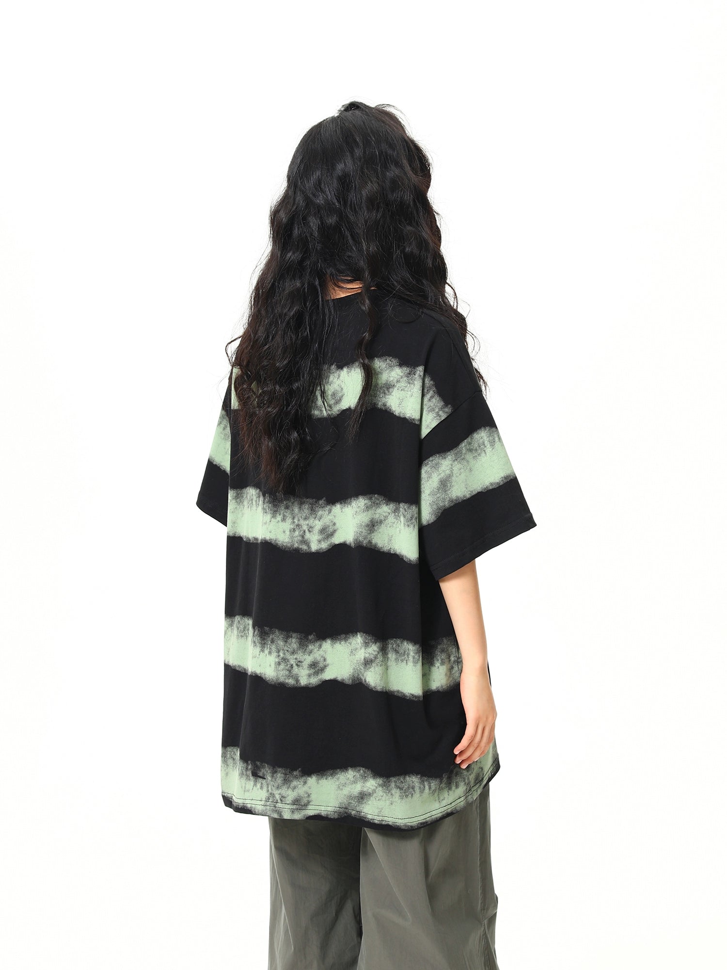 Acid Wash Striped Oversized Tee