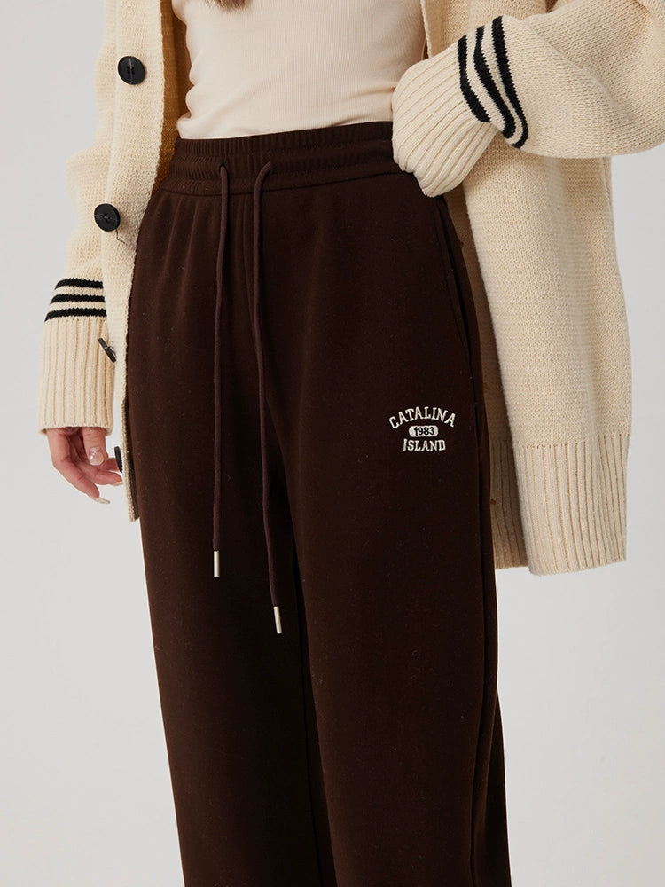 Straight-leg Fleece-lined Thick Sweatpants