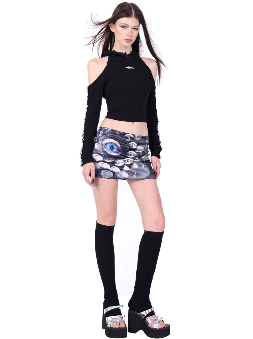 PINKSPINK Surreal Eyes Mini Skirt - Black Multi