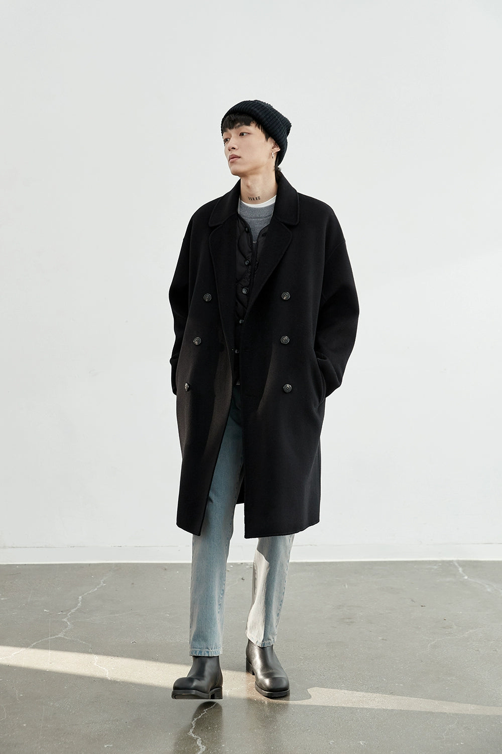 Double-Breasted Oversized Long Coat