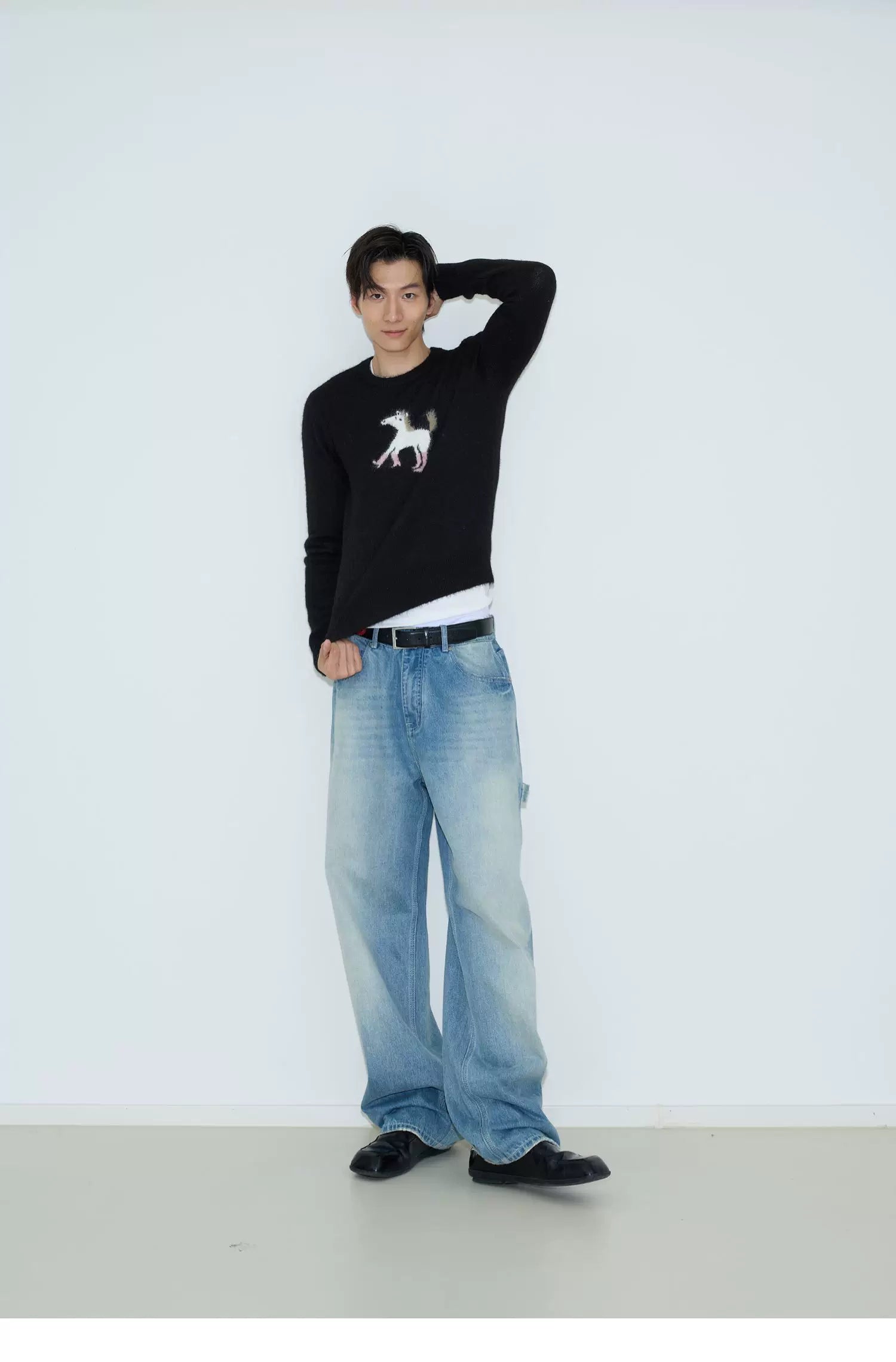 Midnight Pony Intarsia Knit Sweater