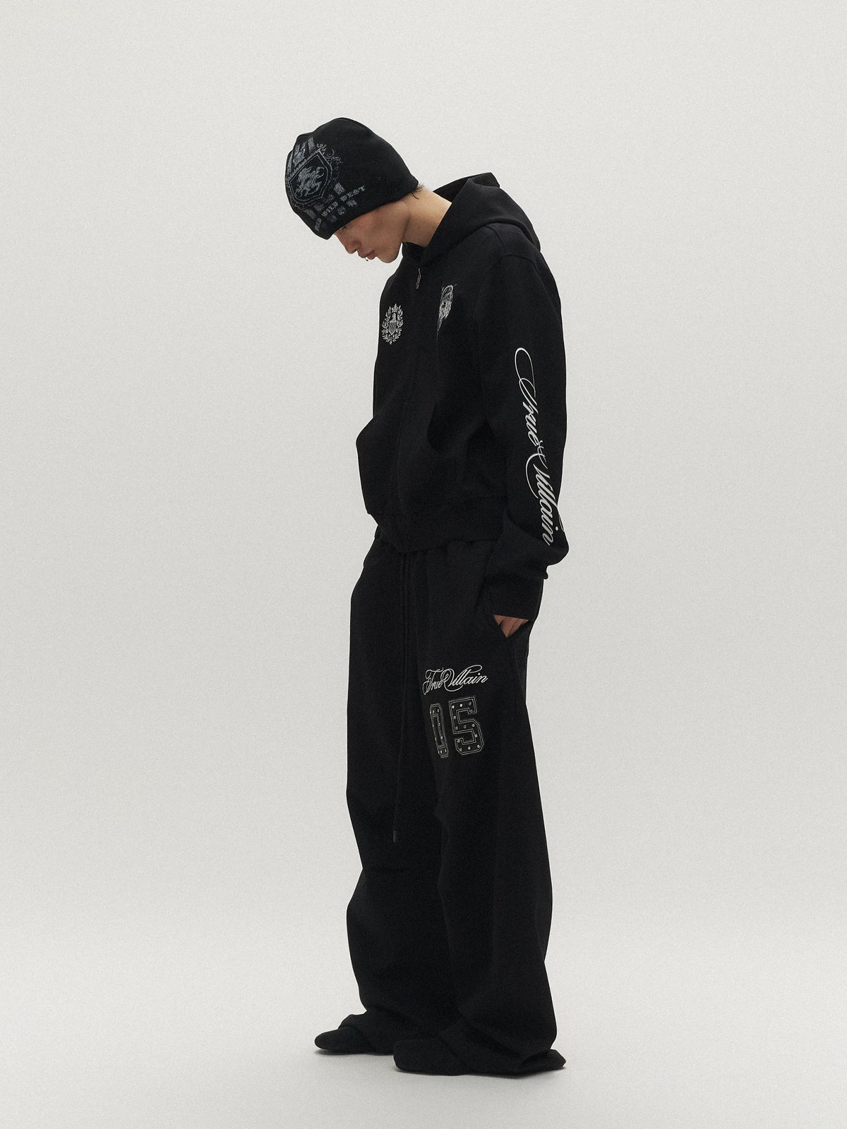 Midnight Crest Script Zip Hoodie