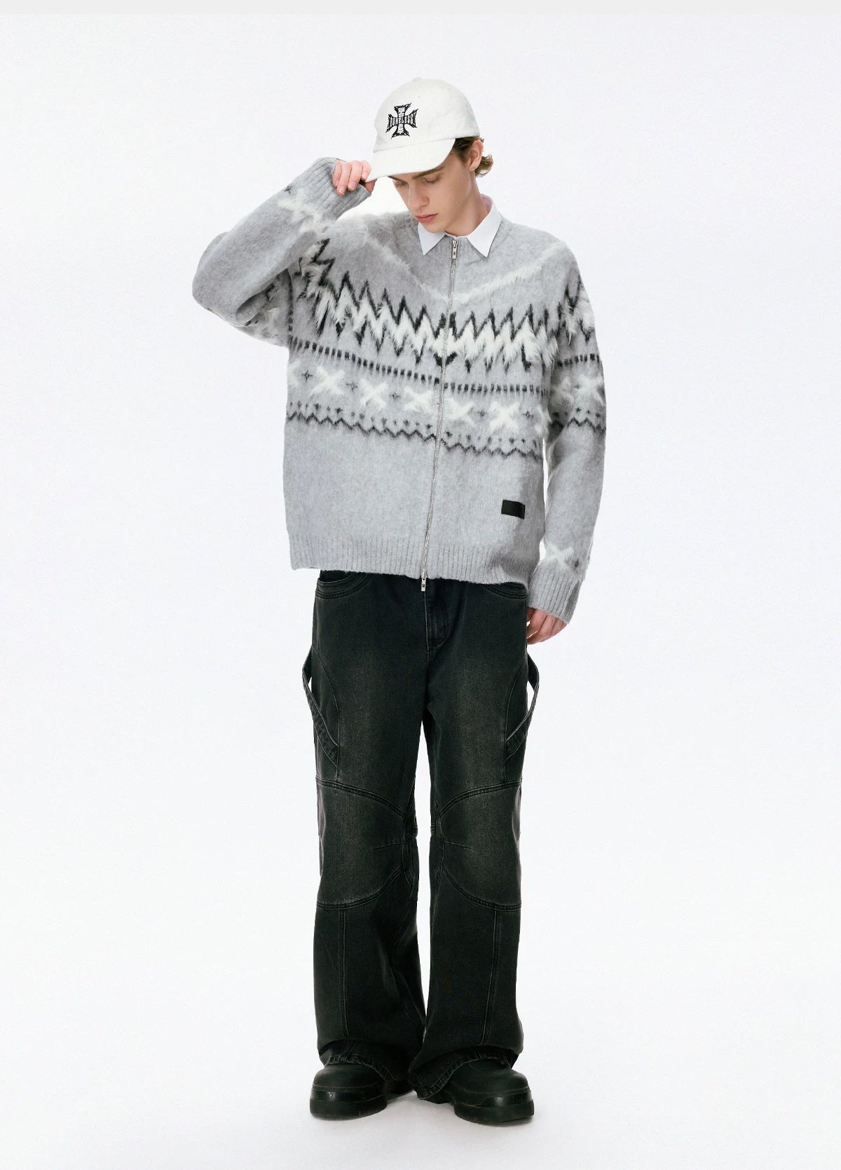 Nordic Frost Zip Knit Cardigan