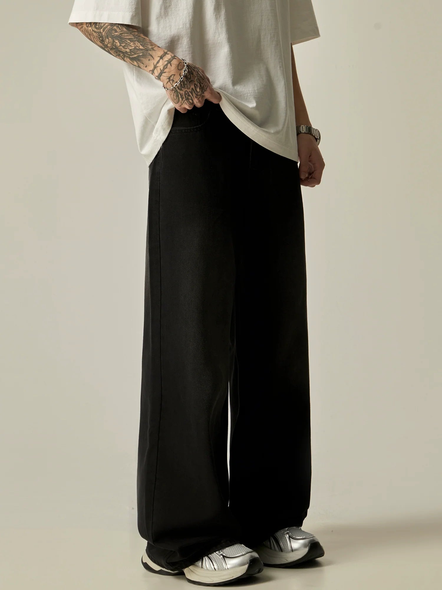 Wide-Leg Relaxed Fit Denim Pants