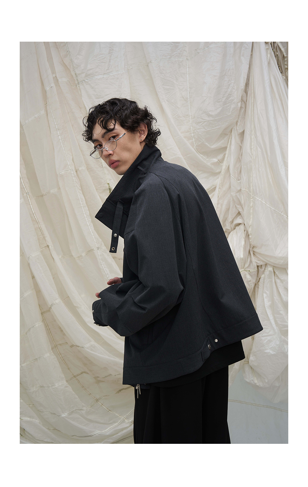 High Collar Oversized Bomber Jacket