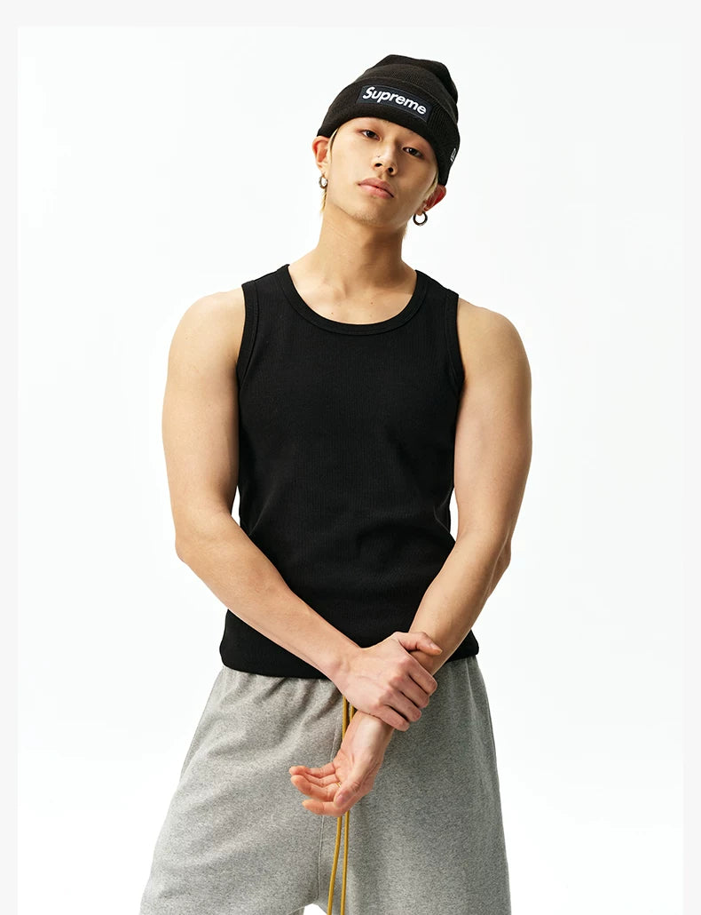 Logo Print Ribbed Tank Top