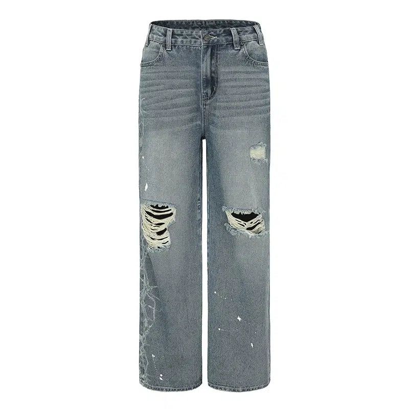 Bootcut Jeans with Distressed Faded Effect - chiclara