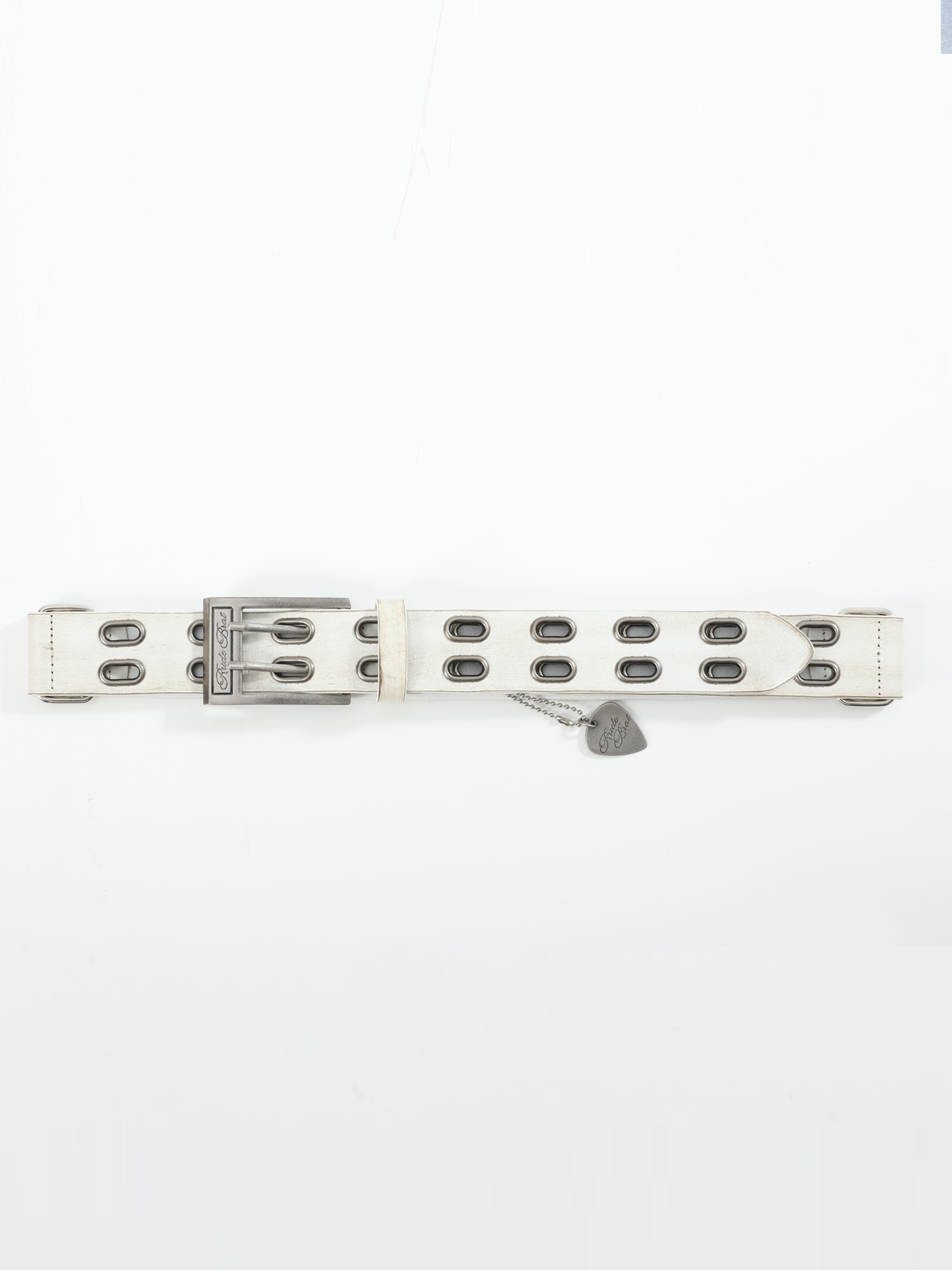 White Industrial Grommet Buckle Belt