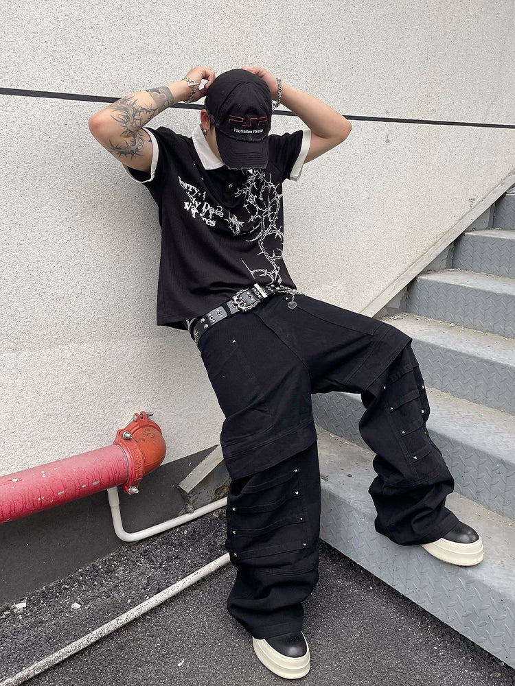 Strapped Utility Wide Leg Pants