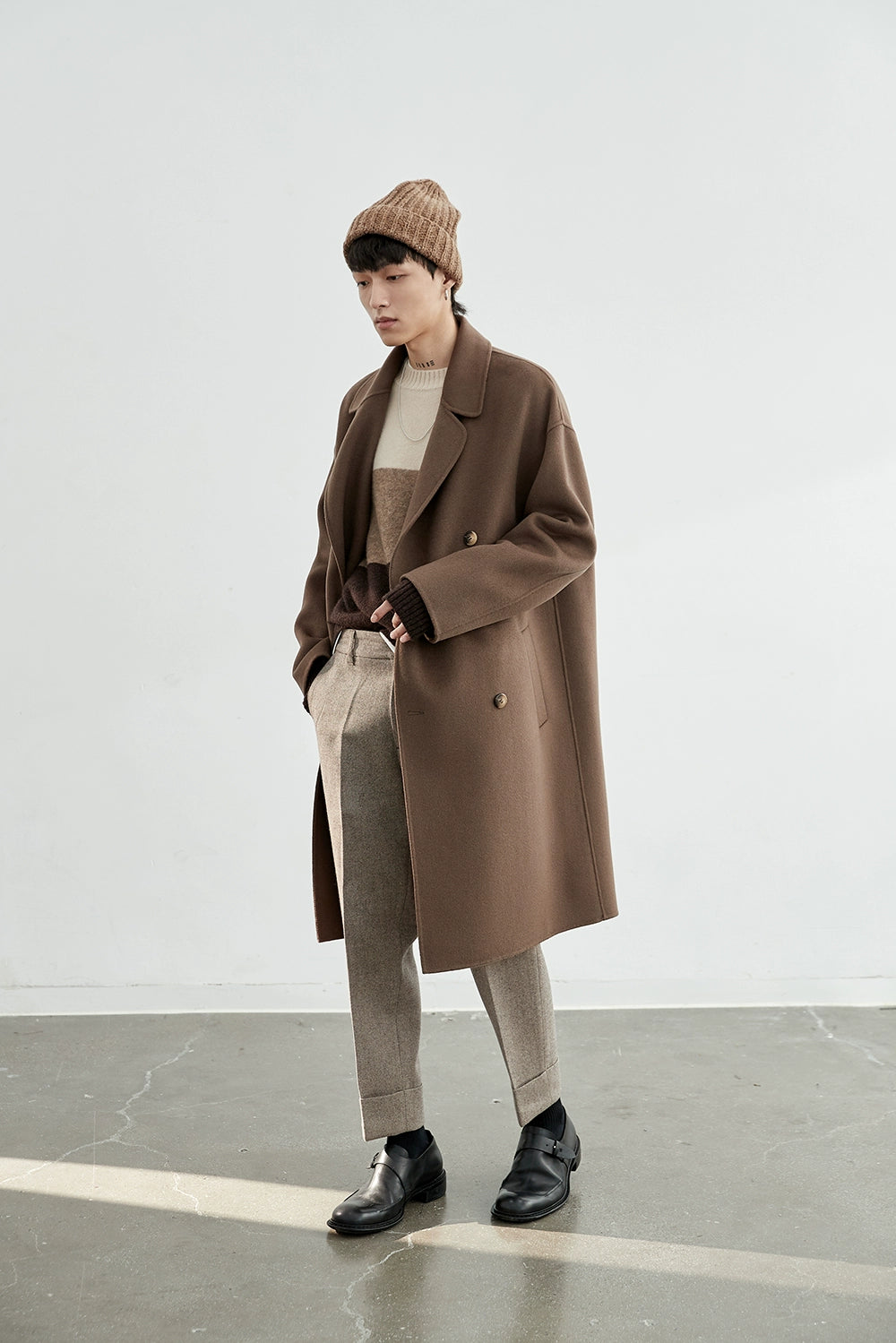 Double-Breasted Oversized Long Coat