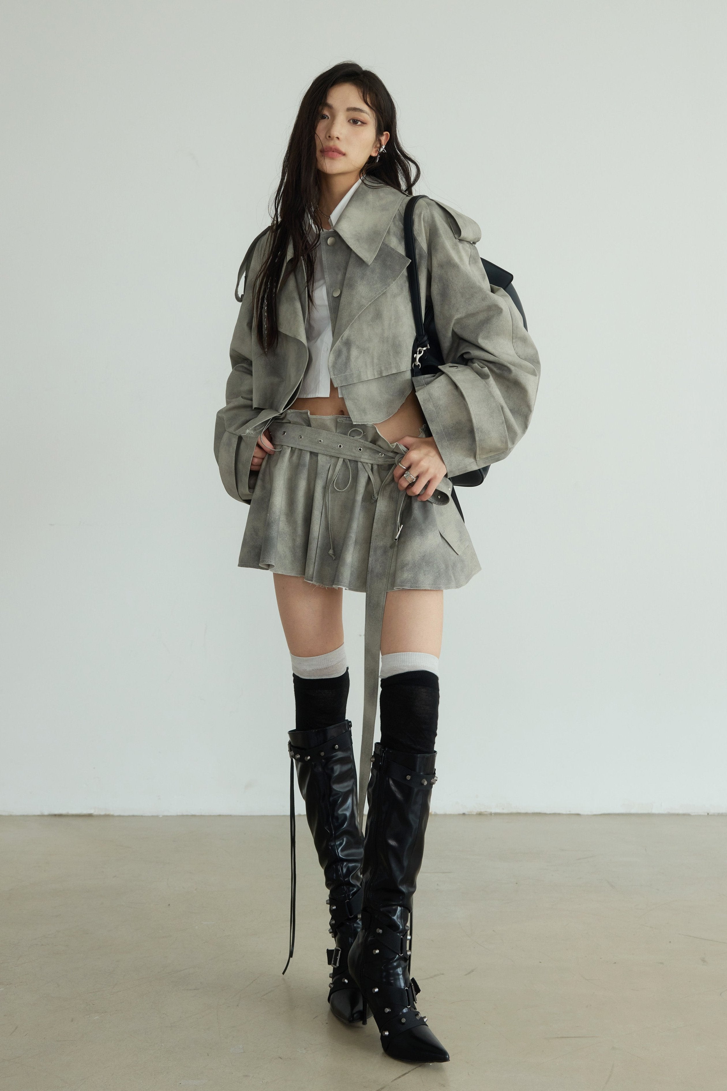 Storm Cloud Cropped Trench Jacket