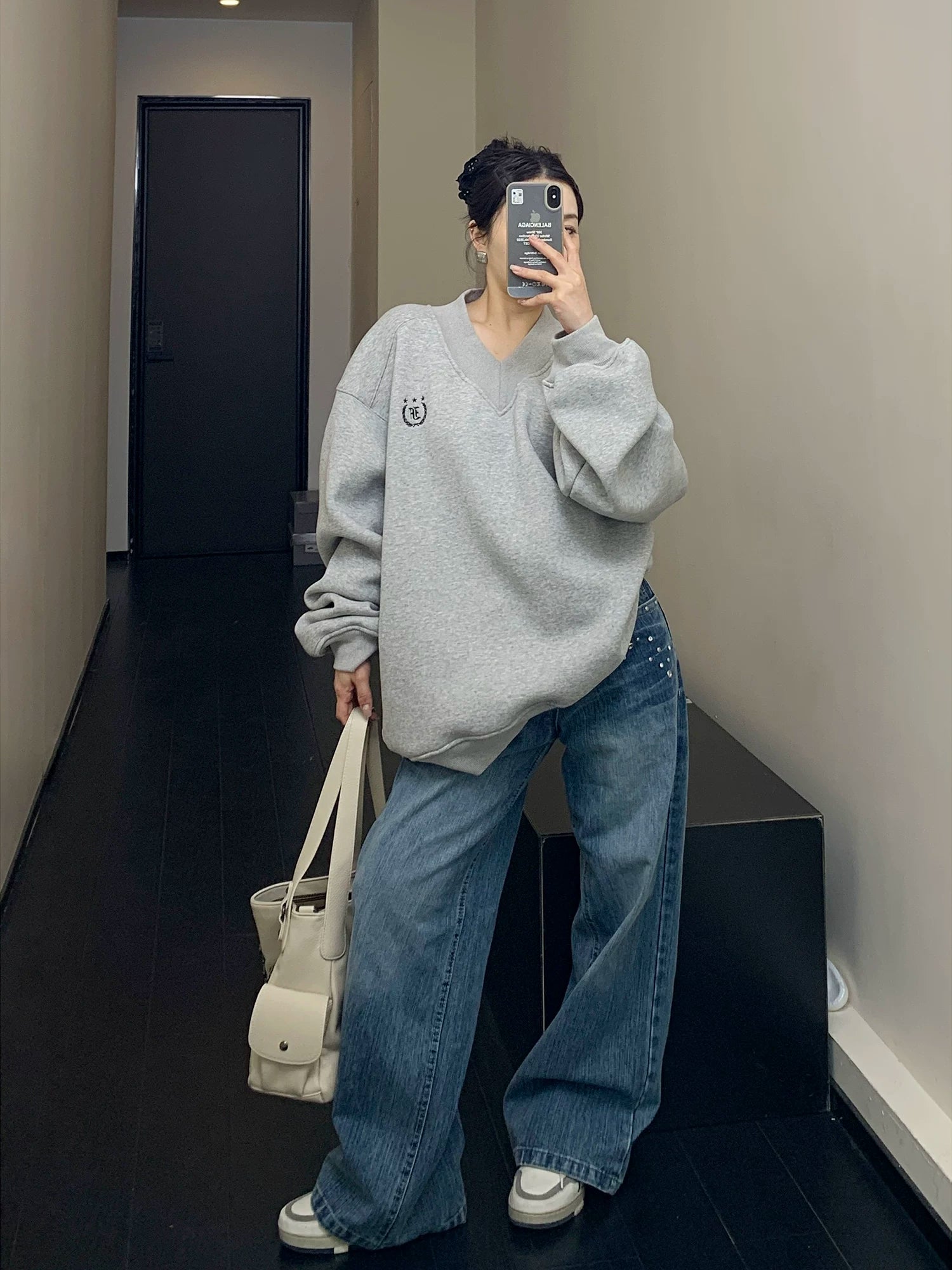 Crest V-Neck Sweatshirt