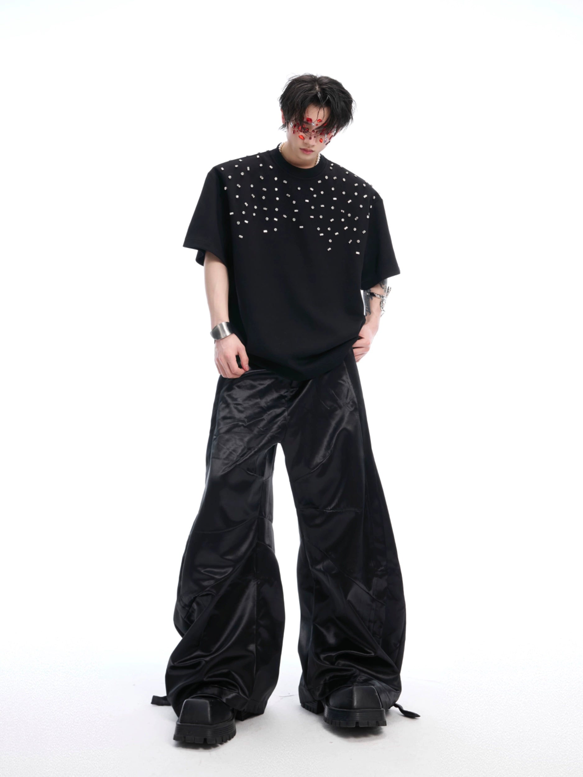 Pearl Cascade Cotton Black Tee