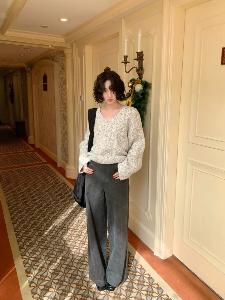 Soft Cable Knit V-Neck Sweater