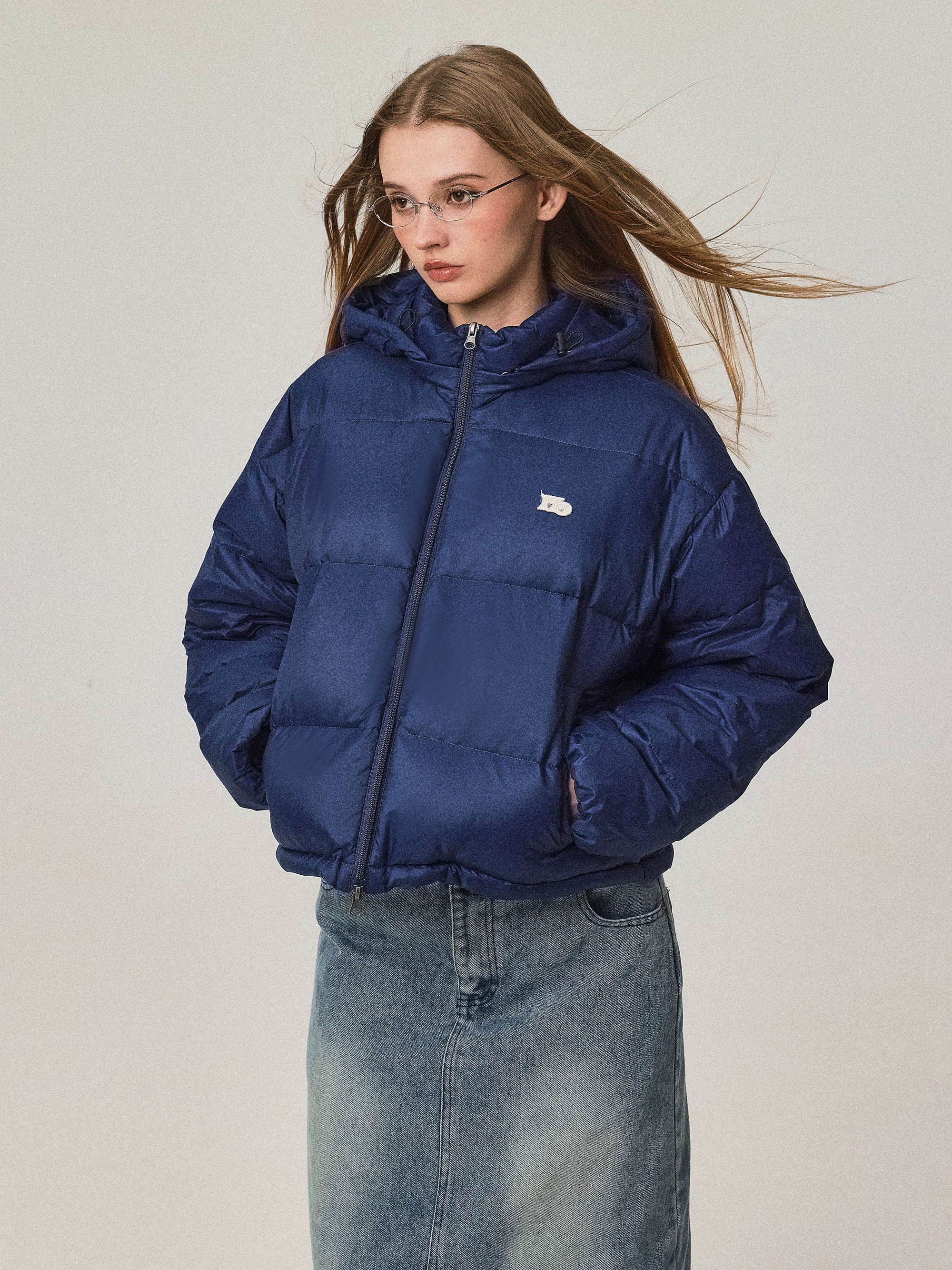 Stand Collar Hooded Short Down Jacket