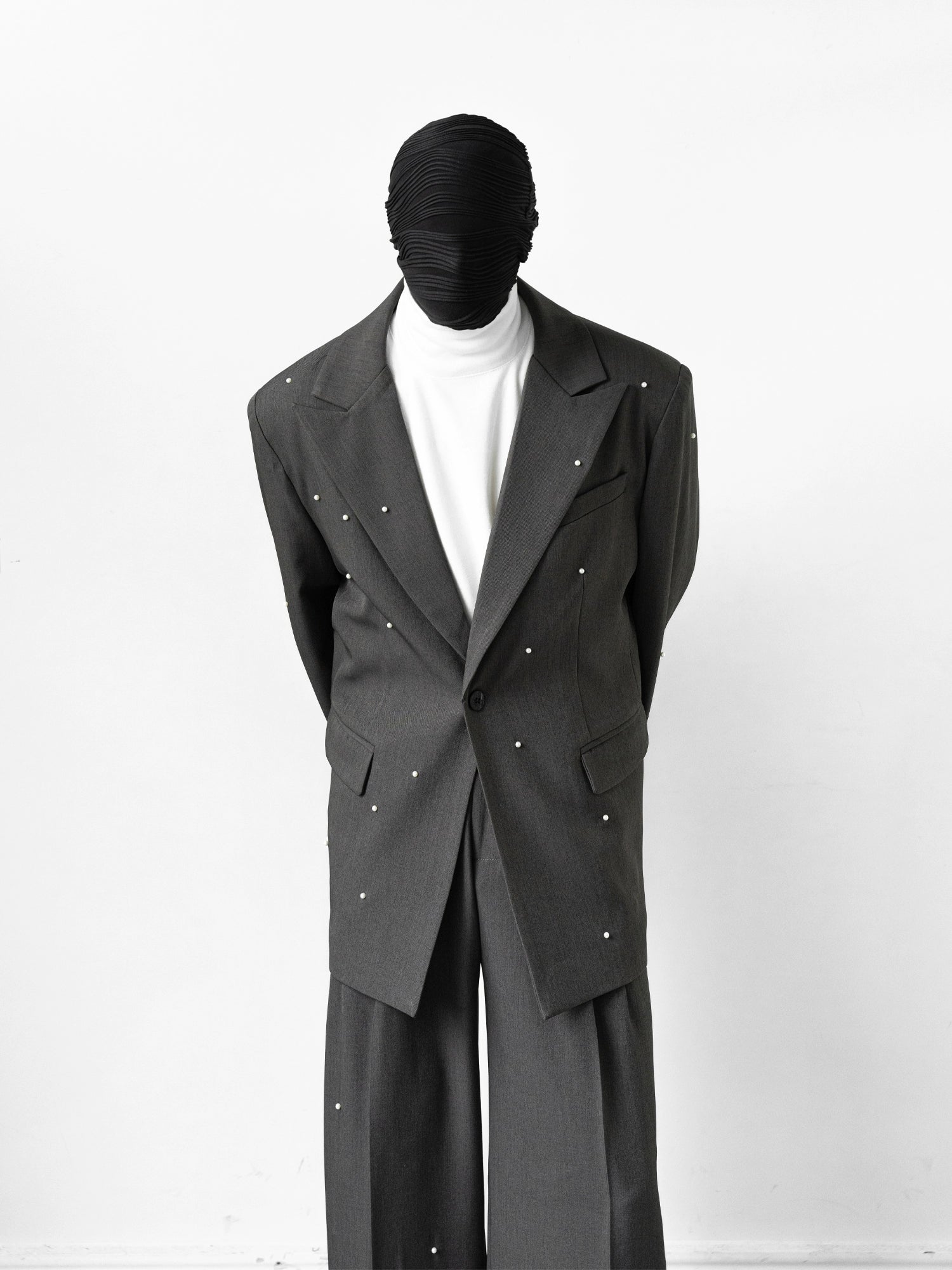 Embellished Charcoal Oversized Suit and Pants
