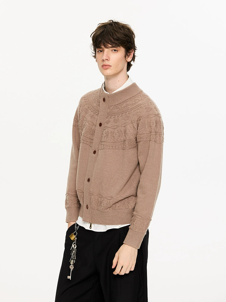 Jacquard Pattern Knit Cardigan