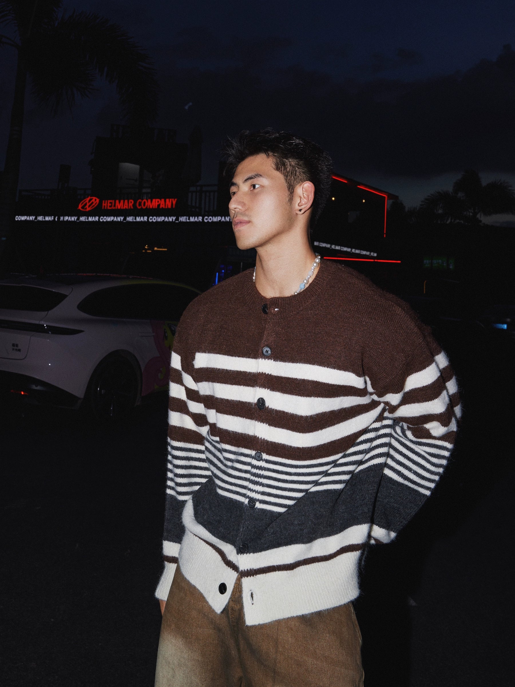 Mocha Horizon Striped Cardigan