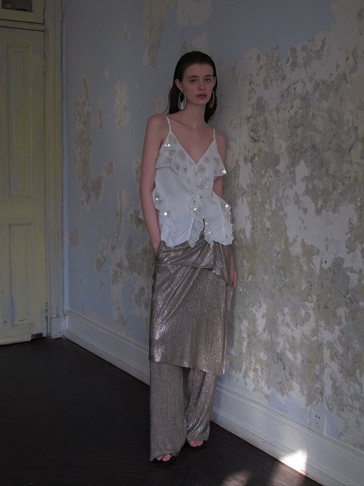 Sequin Embellished Sheer Overlay Dress