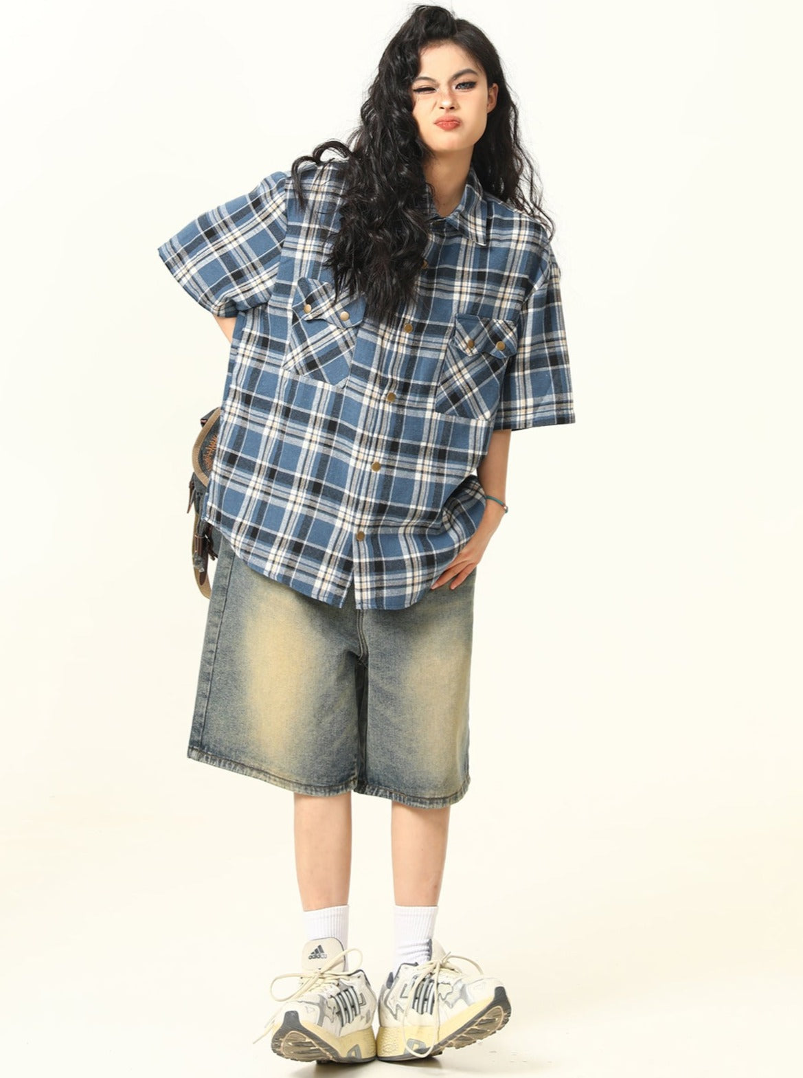 Vintage Pocket Plaid Oversized Shirt