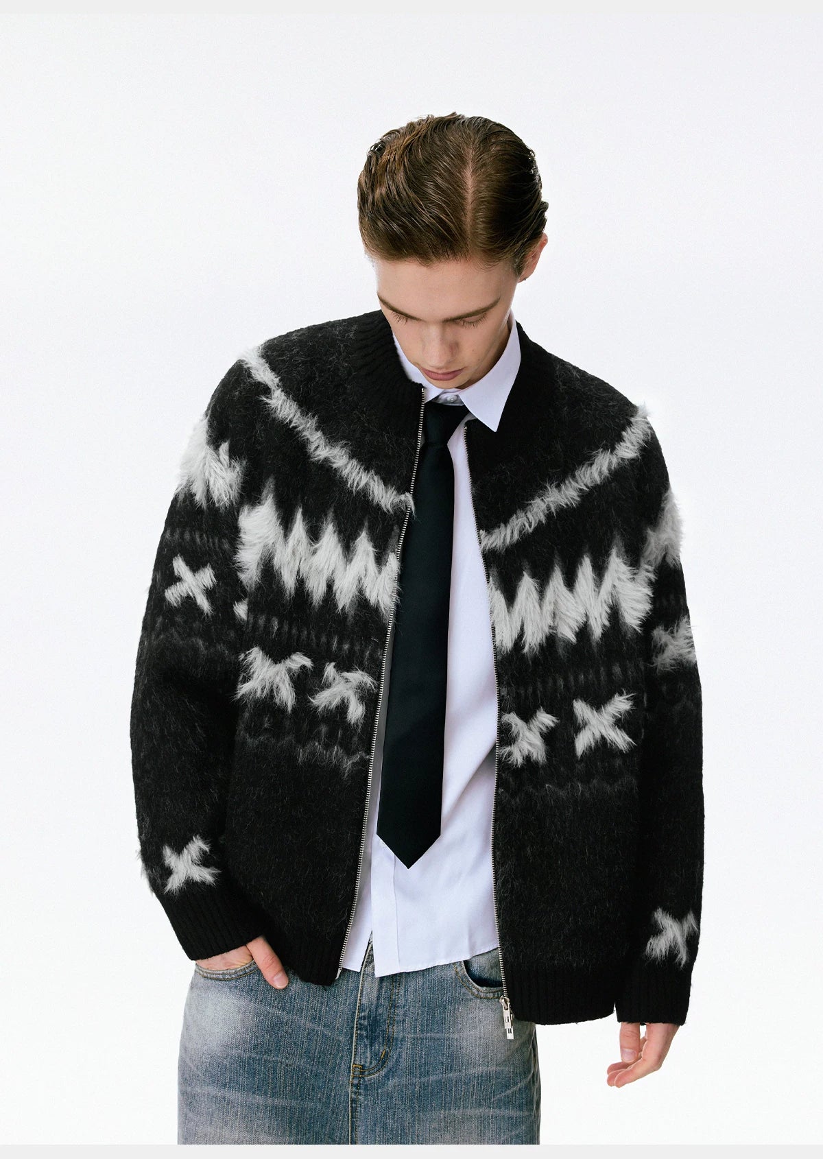 Nordic Frost Zip Knit Cardigan