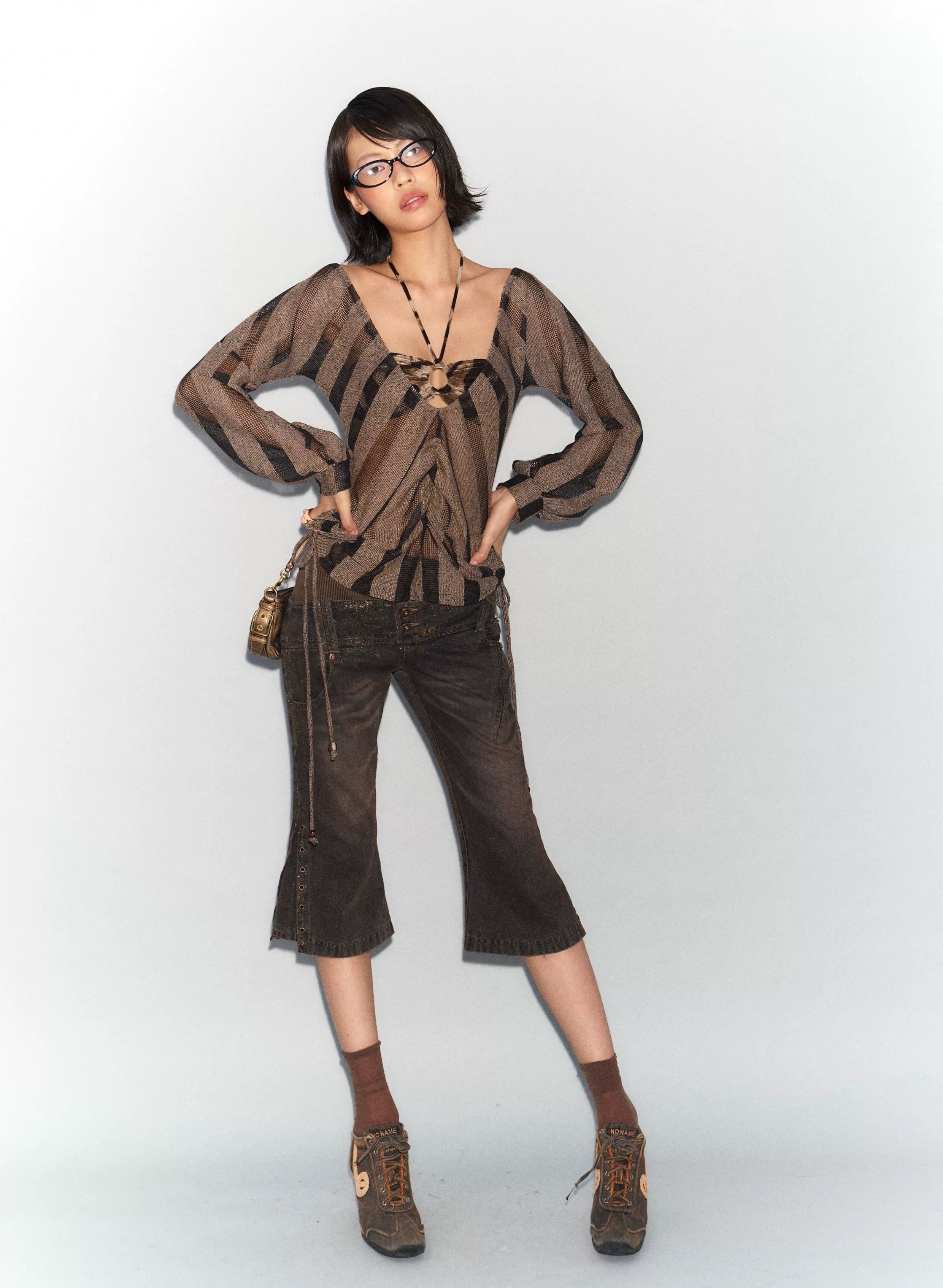 Bronze Mirage Stripe Drape Top