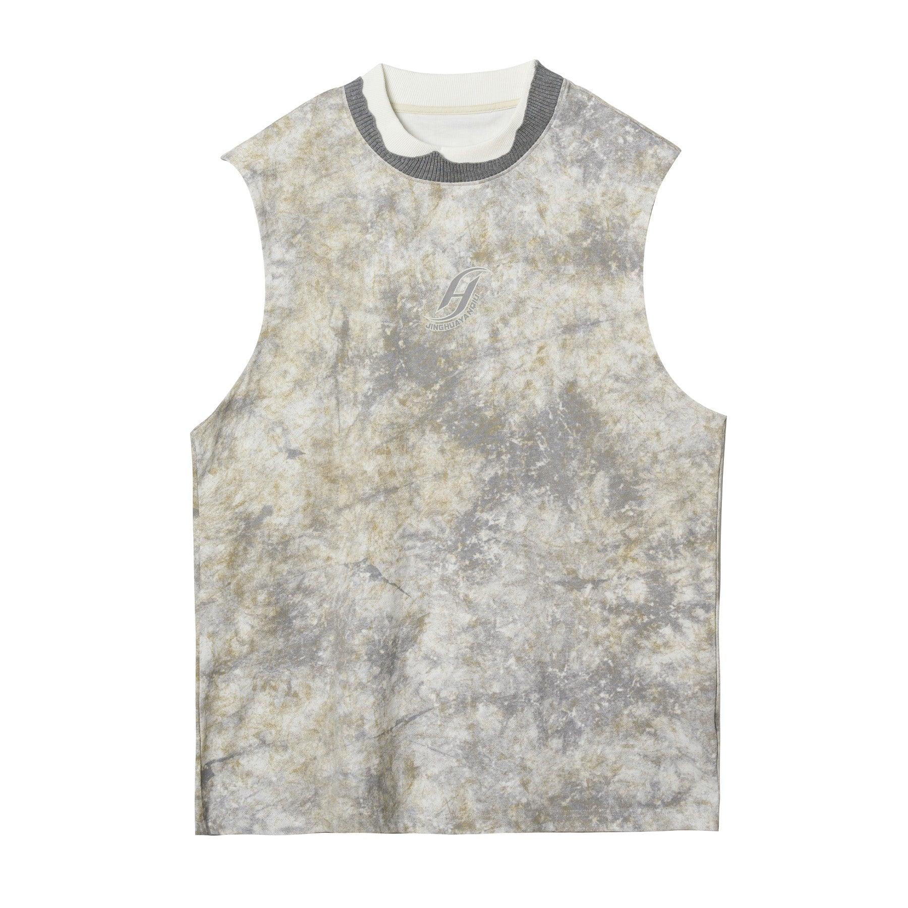 Sleeveless Tee with Camouflage Print - chiclara