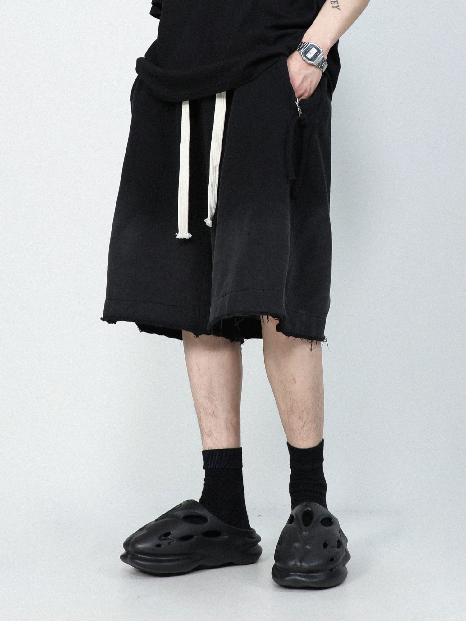 Raw Edge Fade Sweat Shorts